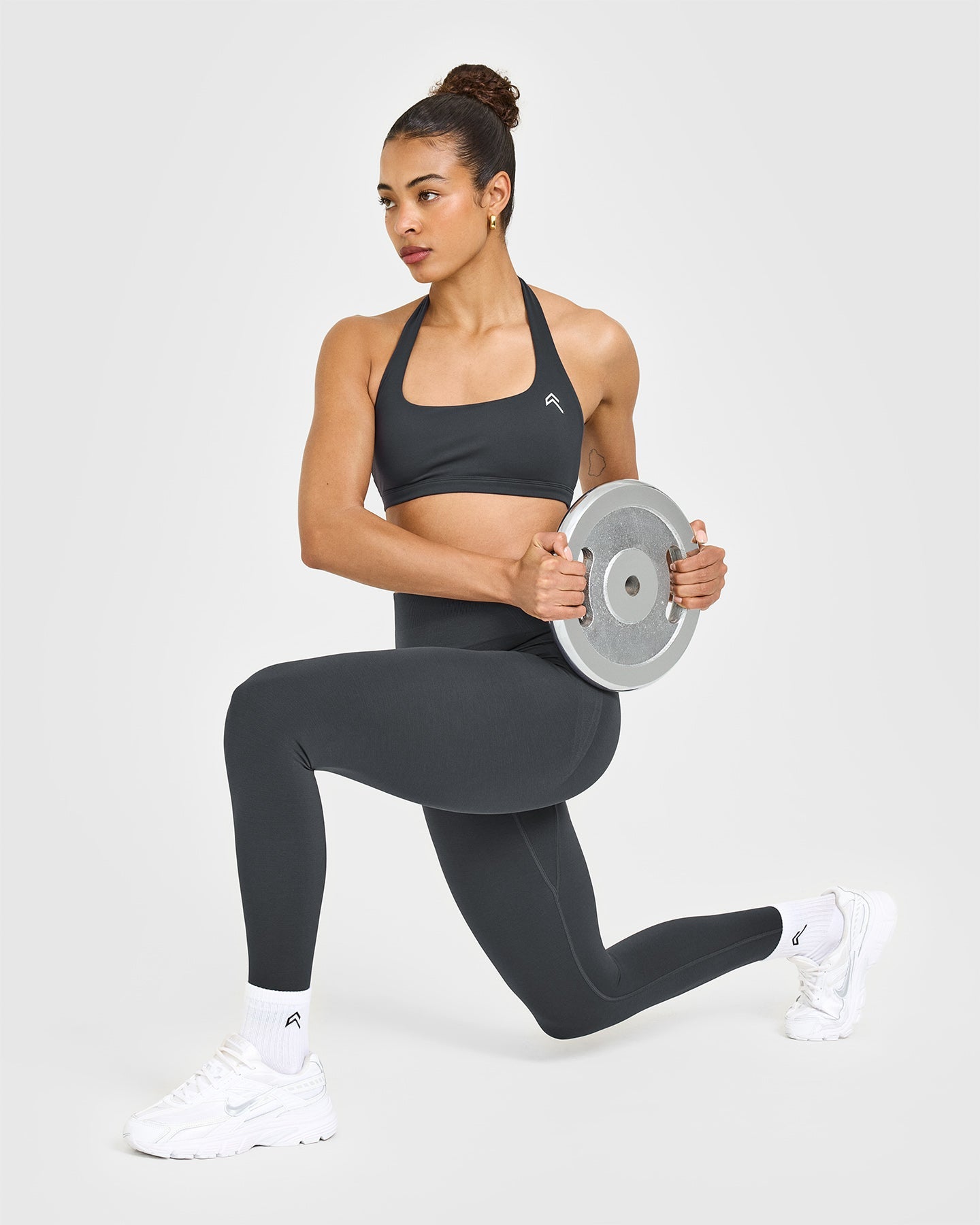 EasyLift Halter Bralette with White Logo | Coal - Image 3