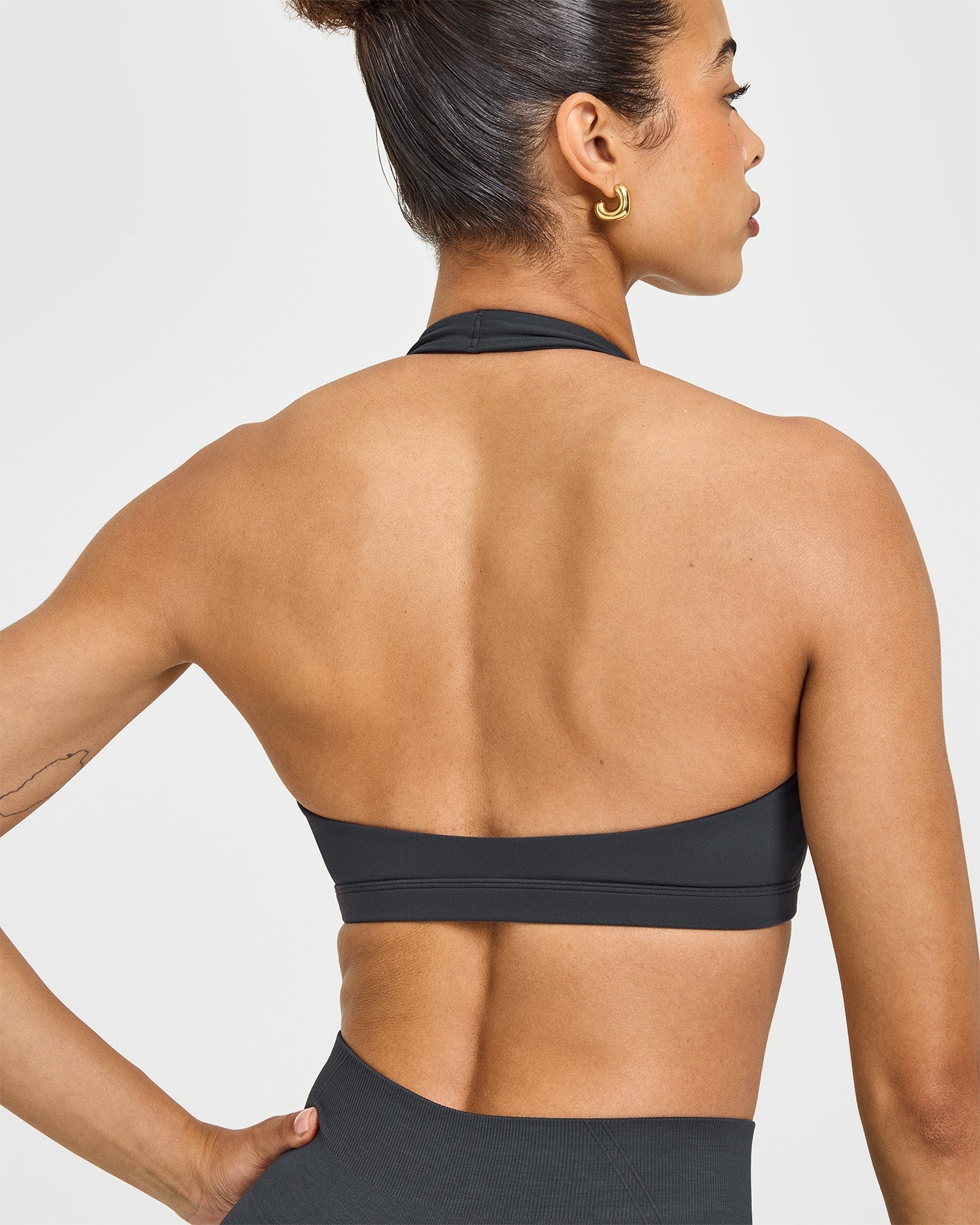 EasyLift Halter Bralette with White Logo | Coal - Image 4