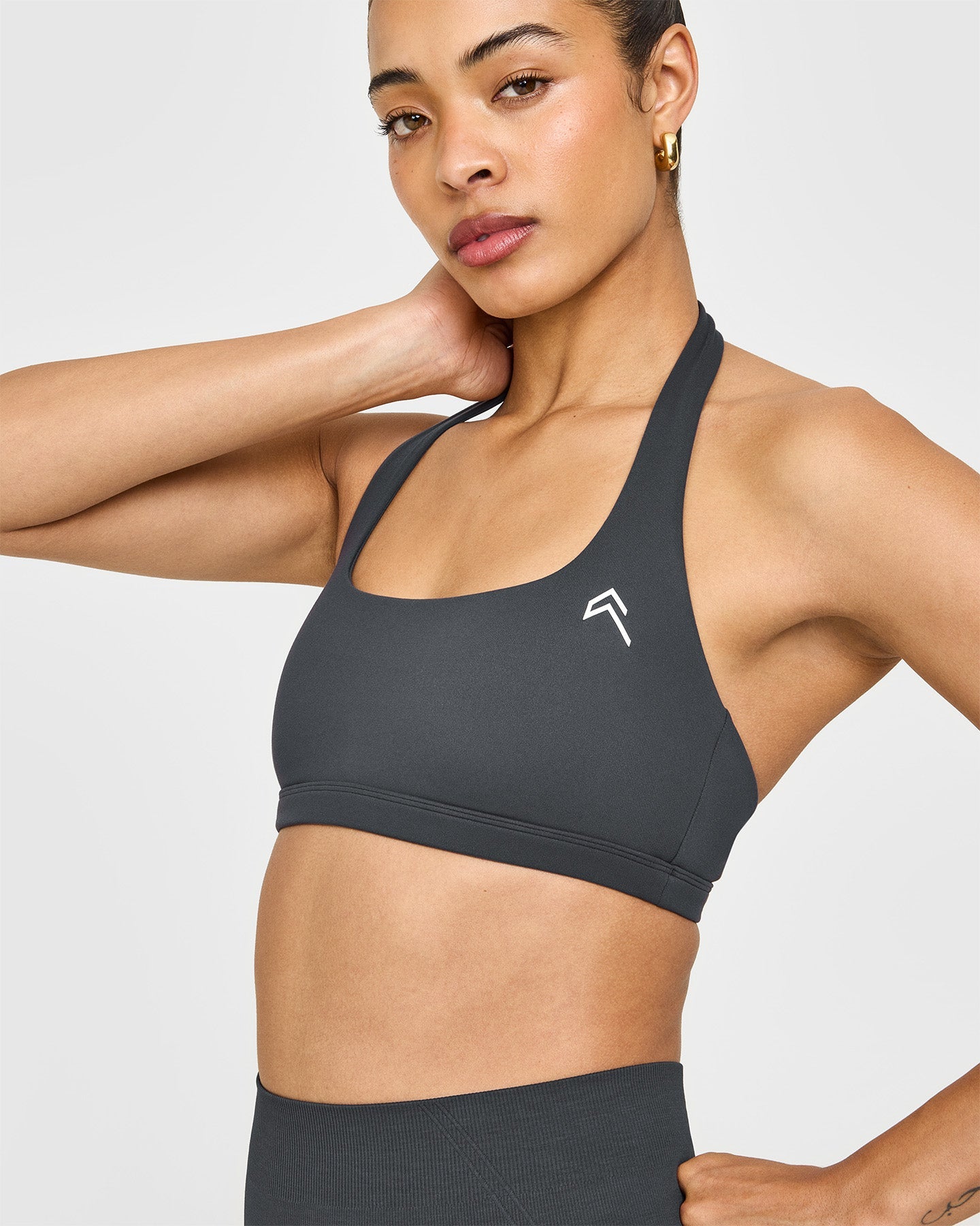 EasyLift Halter Bralette with White Logo | Coal - Image 5