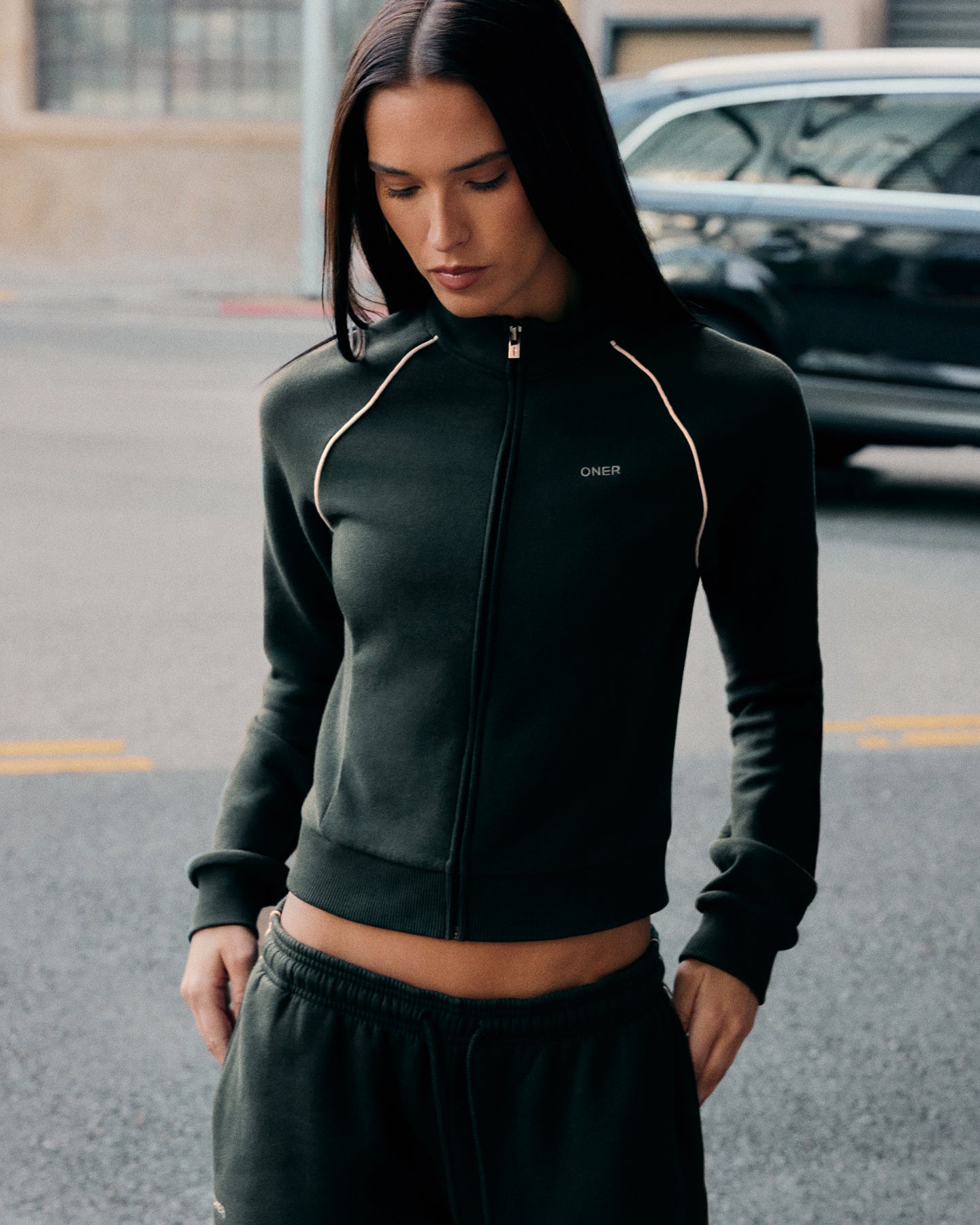 Alternative view of Jersey Tracksuit Zip Through Jacket | Emerald Noir
