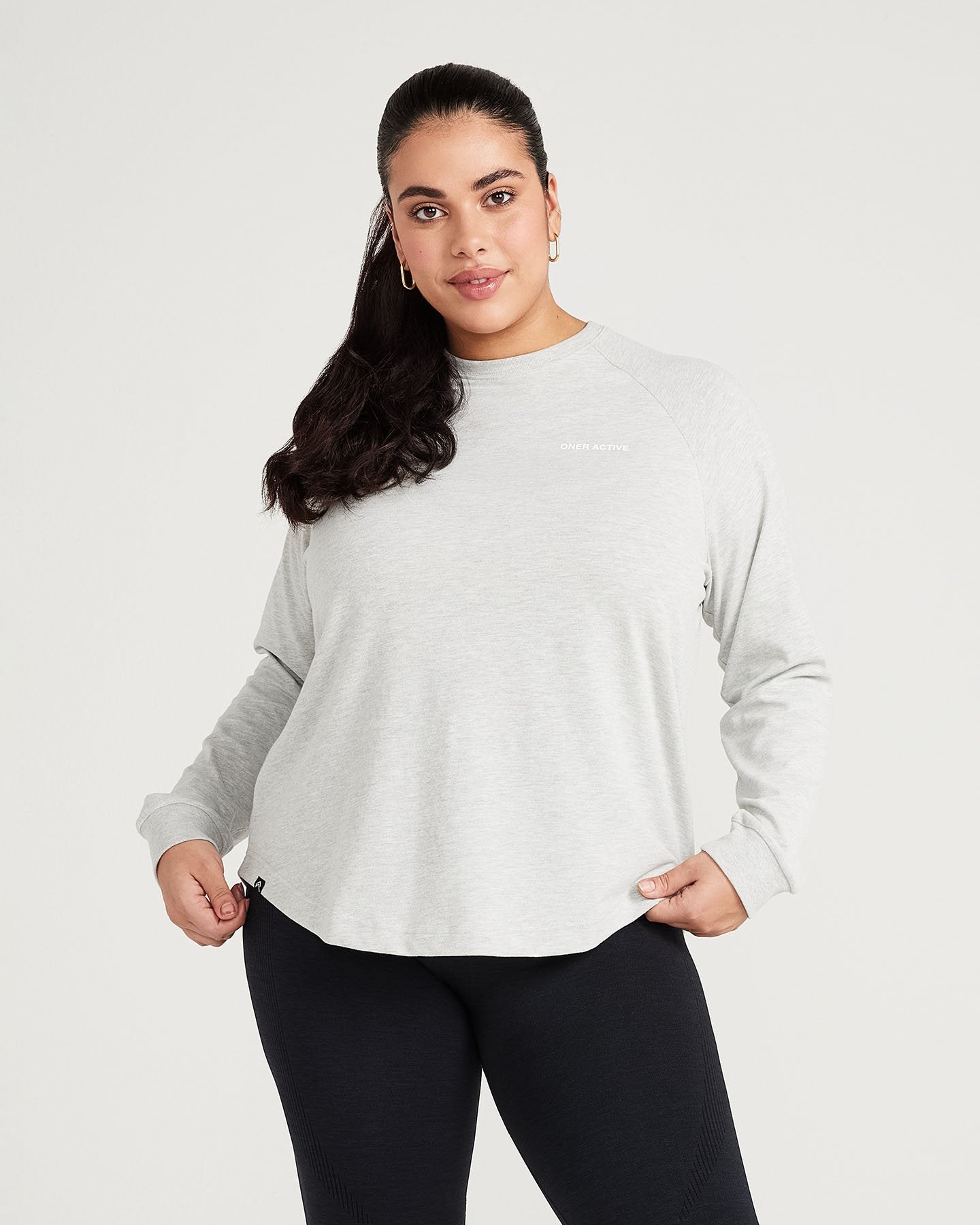 Classic Oversized Long Sleeve Tee | Silver Marl