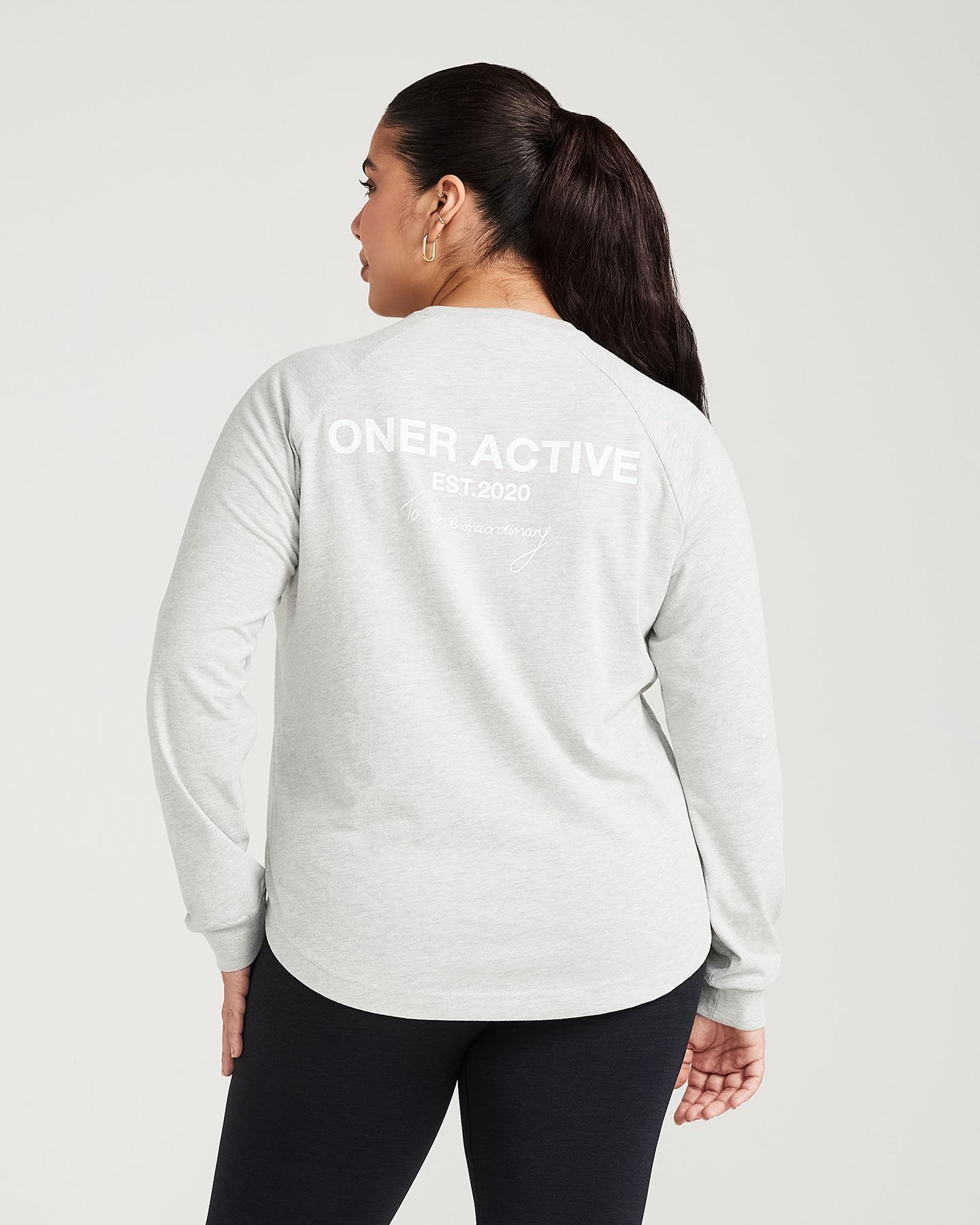 Alternative view of Classic Oversized Long Sleeve Tee | Silver Marl