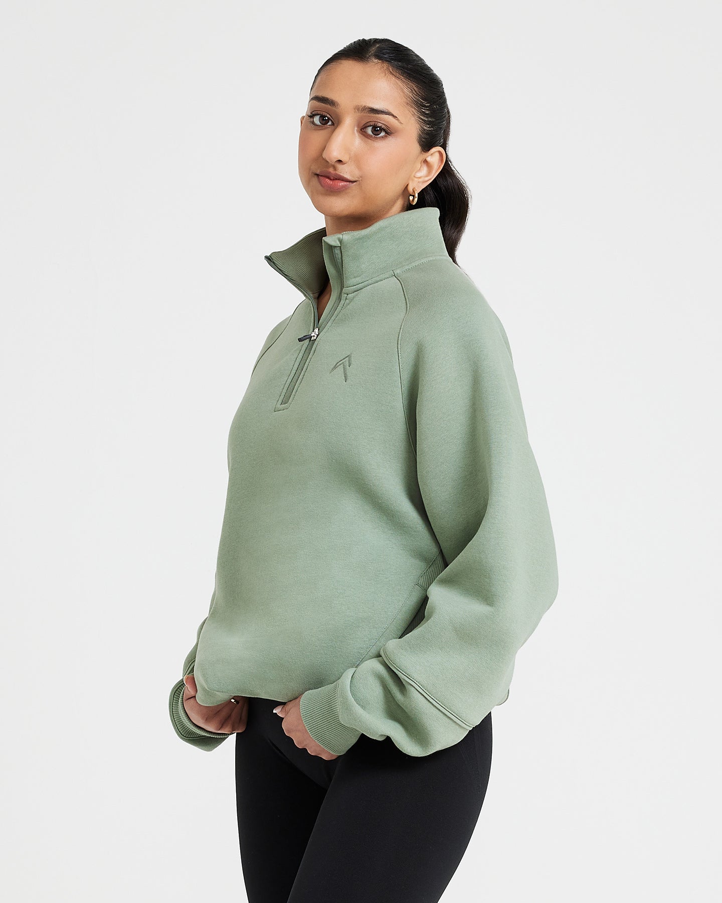 Classic Lounge 1/2 Zip Sweatshirt | Sage - Image 3