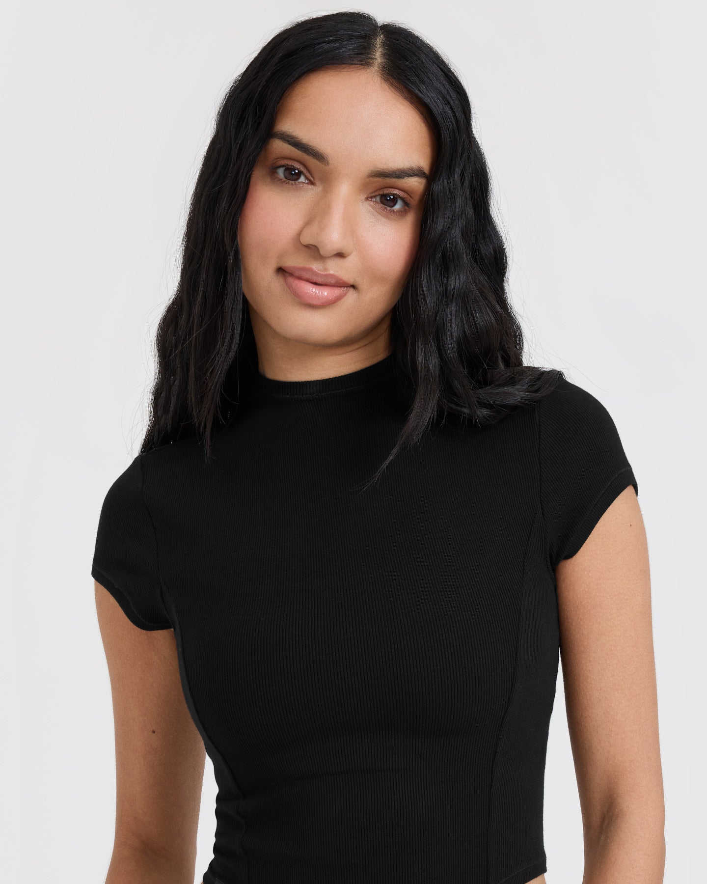 Mellow Rib Mid Mock Neck T-Shirt | Black - Image 4