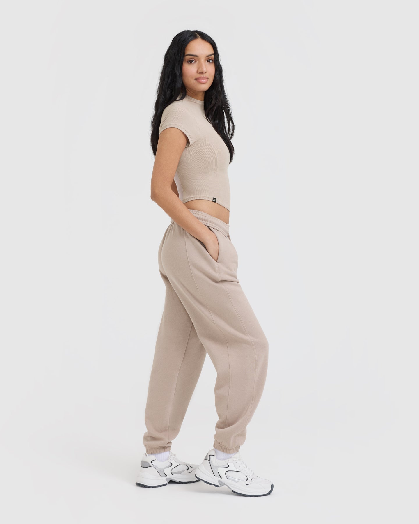 Mellow Rib Mid Mock Neck T-Shirt | Mushroom Brown - Image 3
