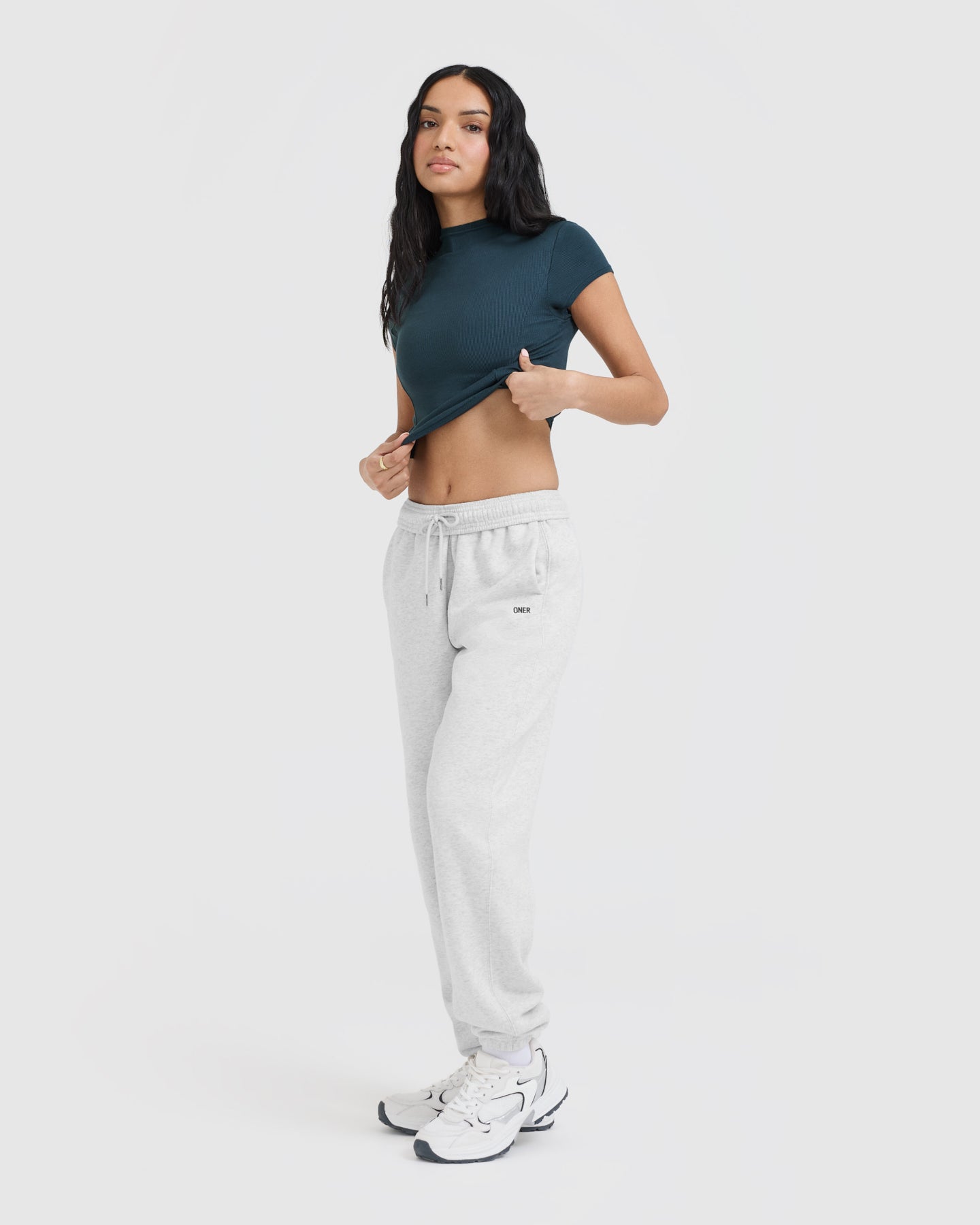 Mellow Rib Mid Mock Neck T-Shirt | Oil Blue - Image 3