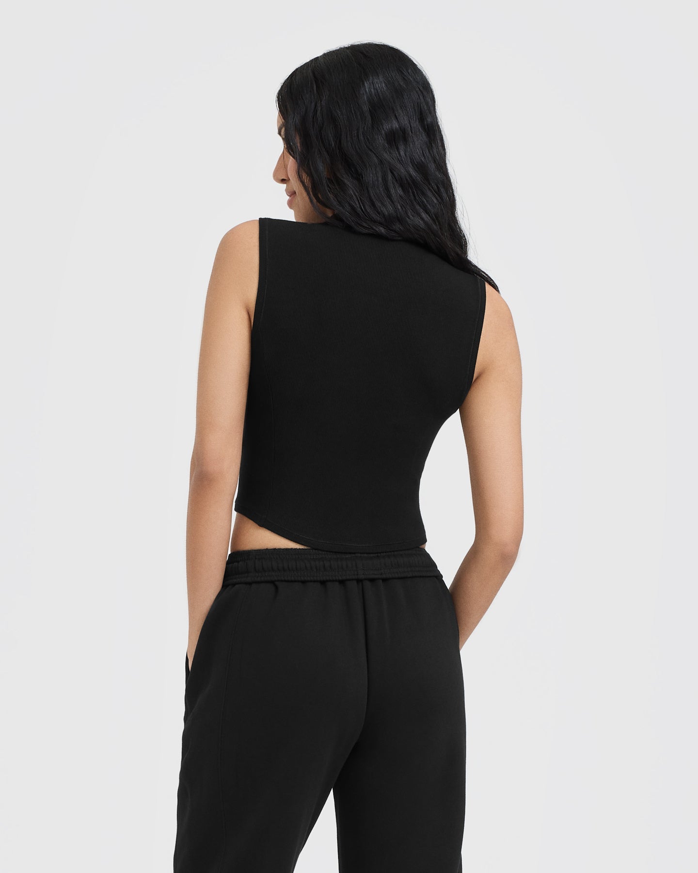 Alternative view of Mellow Rib Mid Mock Neck Tank | Black