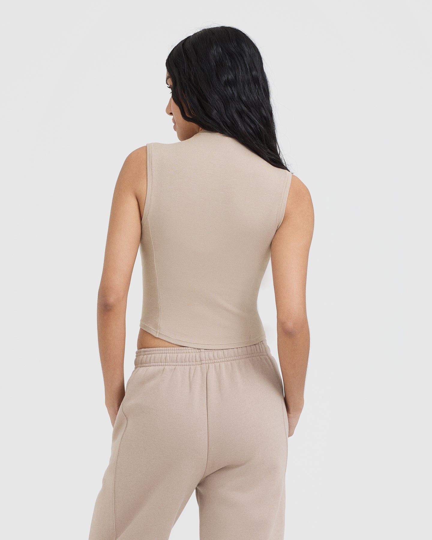 Alternative view of Mellow Rib Mid Mock Neck Tank | Mushroom Brown