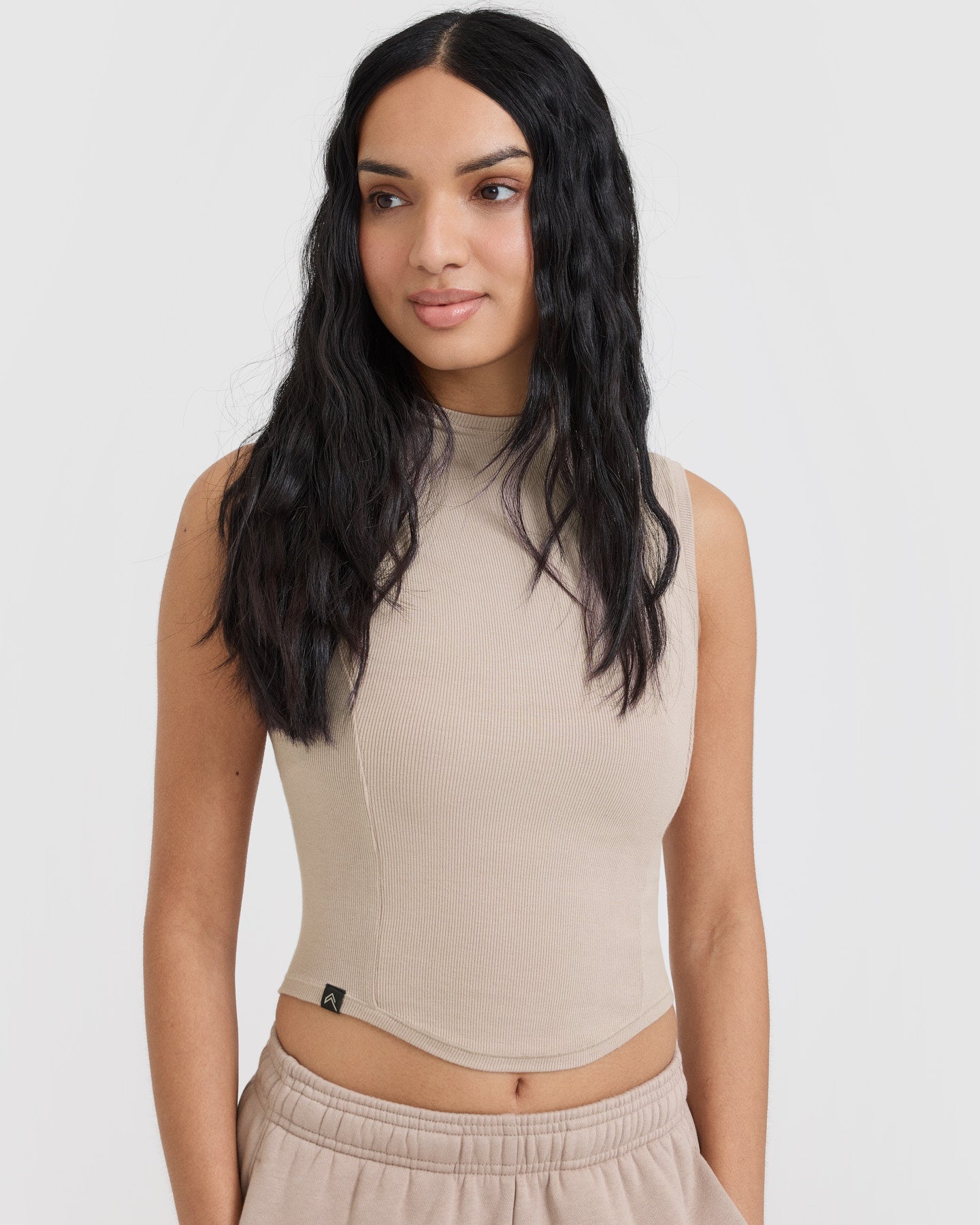 Mellow Rib Mid Mock Neck Tank | Mushroom Brown - Image 4