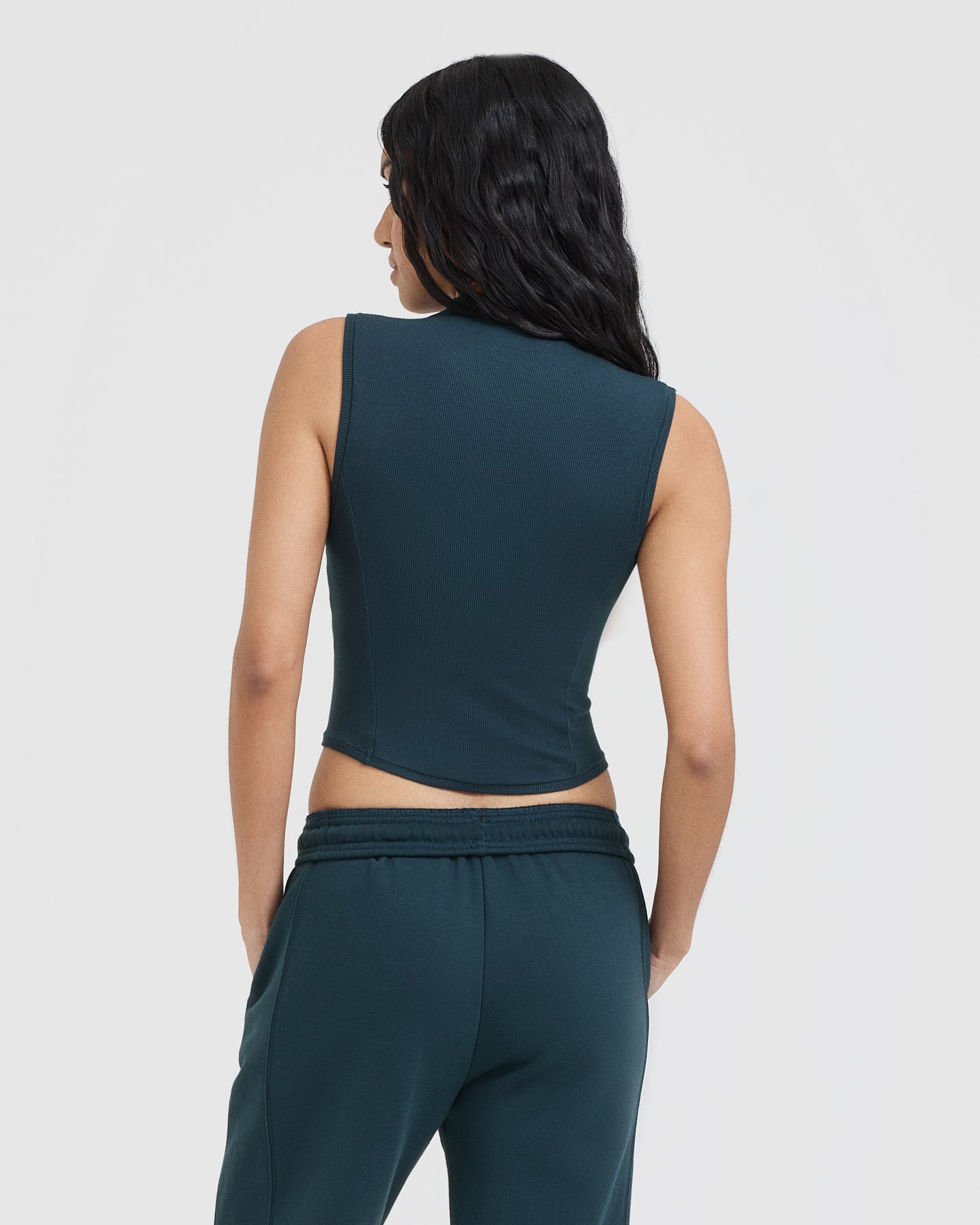 Alternative view of Mellow Rib Mid Mock Neck Tank | Oil Blue