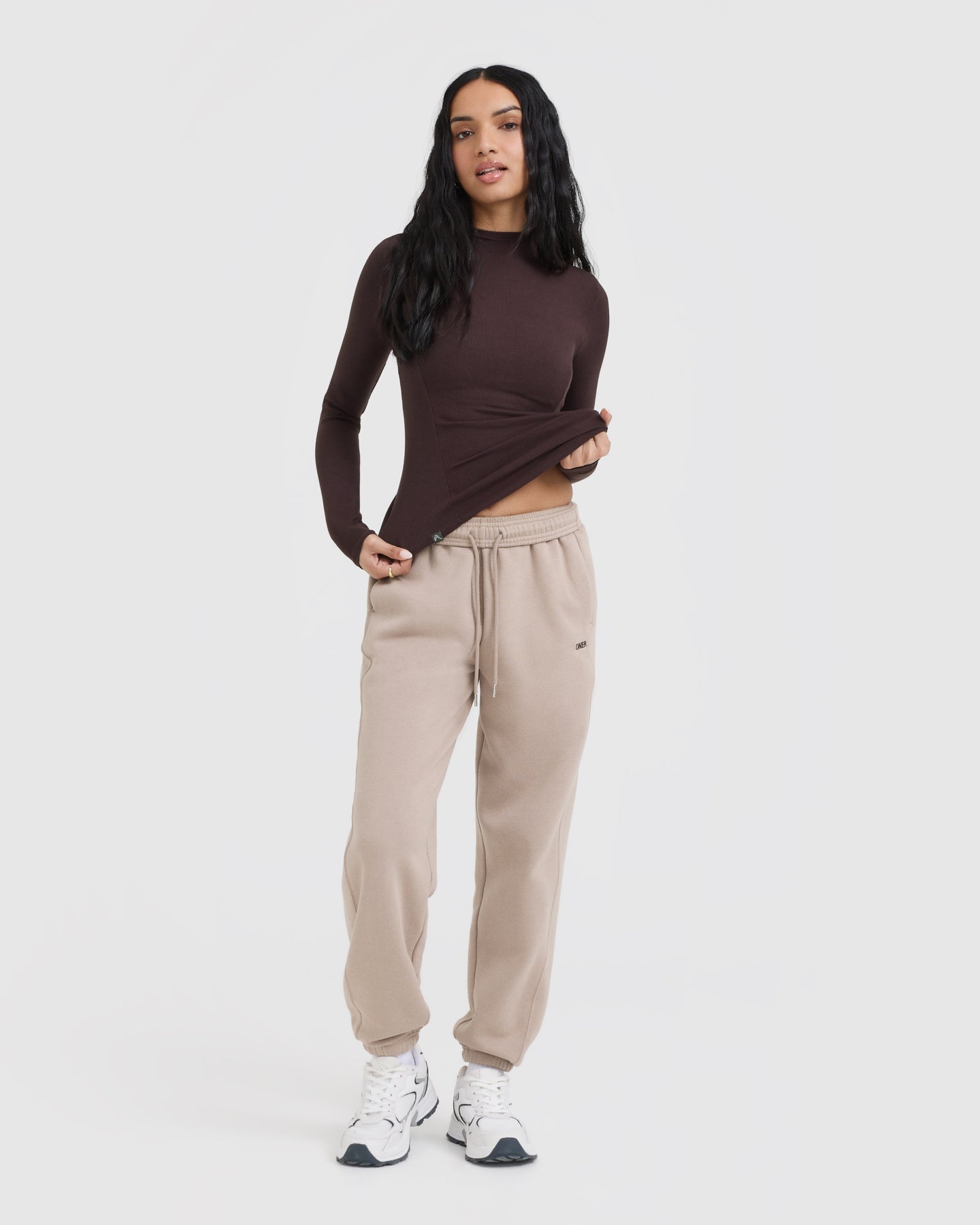 Mellow Rib Mock Neck Long Sleeve Top | Plum Brown - Image 3