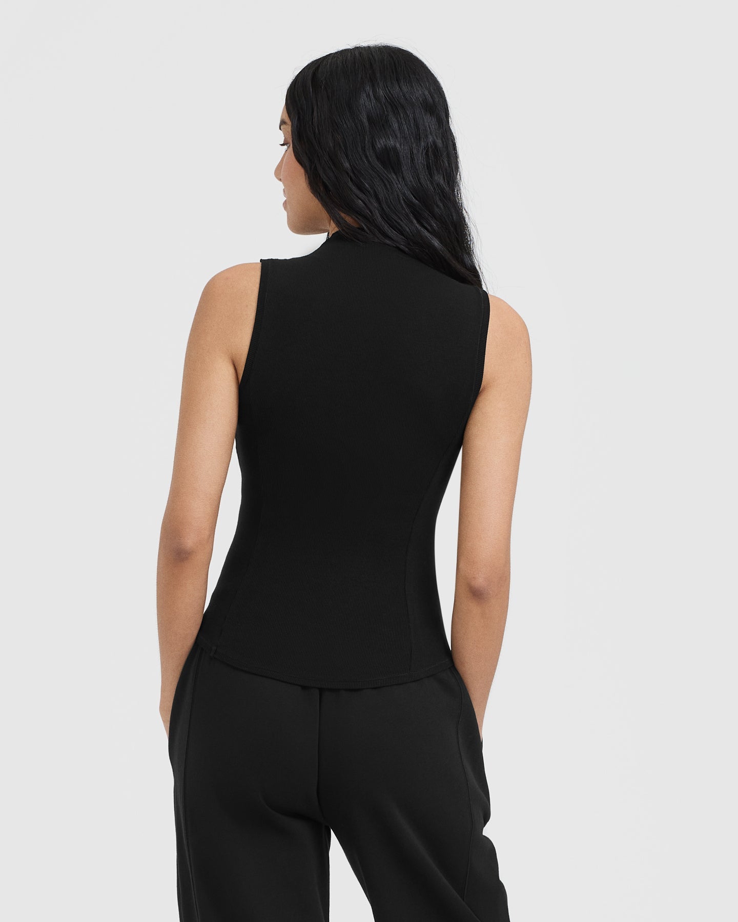 Alternative view of Mellow Rib Mock Neck Tank | Black