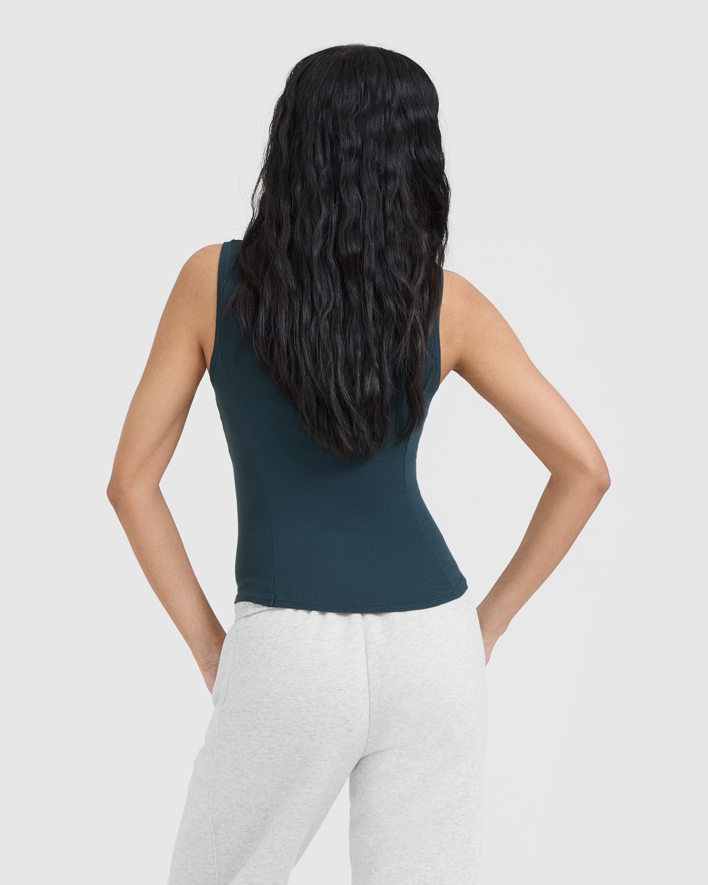Alternative view of Mellow Rib Mock Neck Tank | Oil Blue