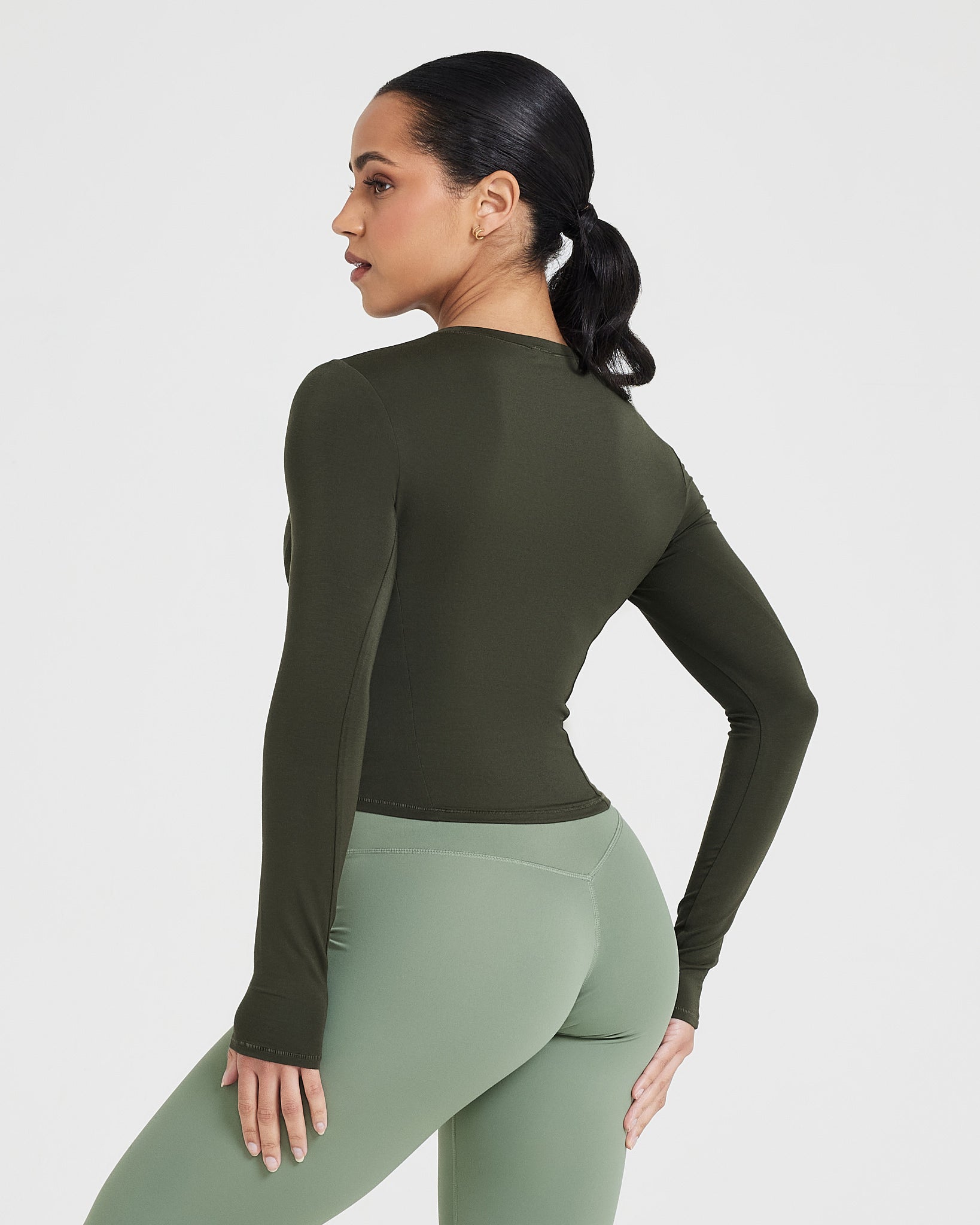 Alternative view of Mellow Soft Mid Long Sleeve Top | Khaki