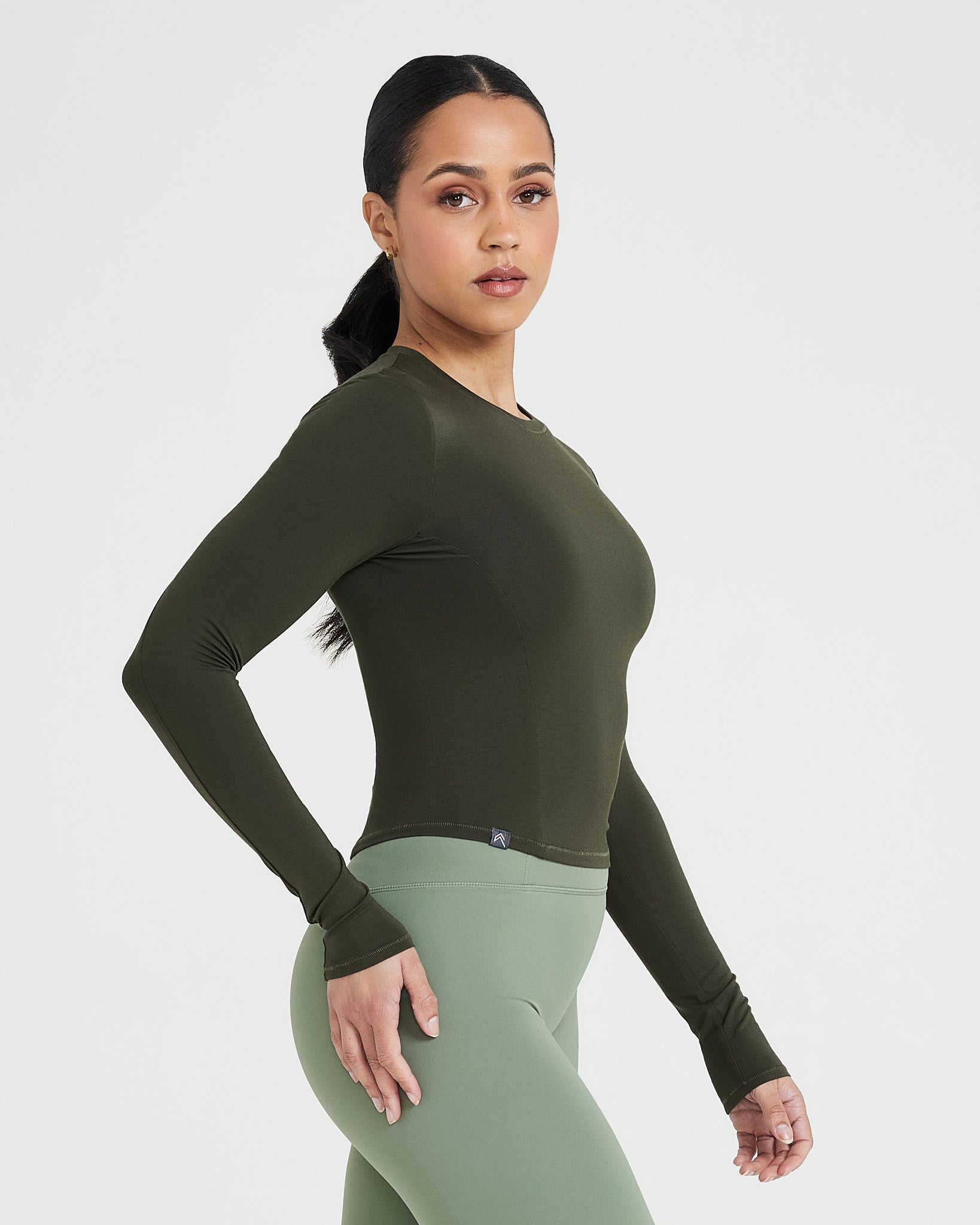 Mellow Soft Mid Long Sleeve Top | Khaki - Image 3