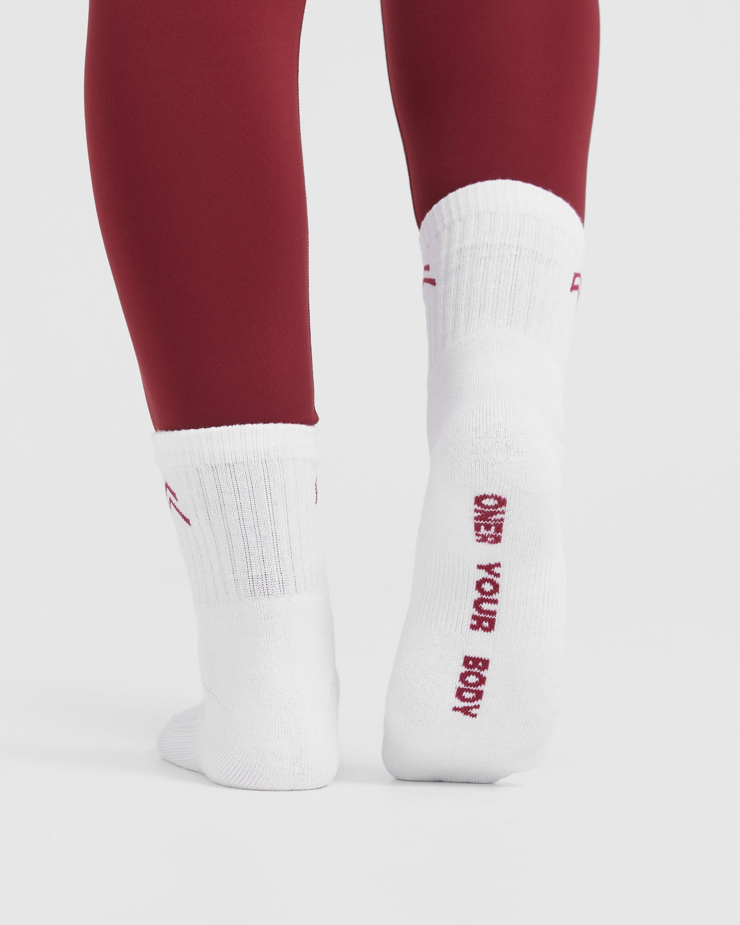 Mid Crew Socks 2 Pack | White/Burnt Cherry - Image 3