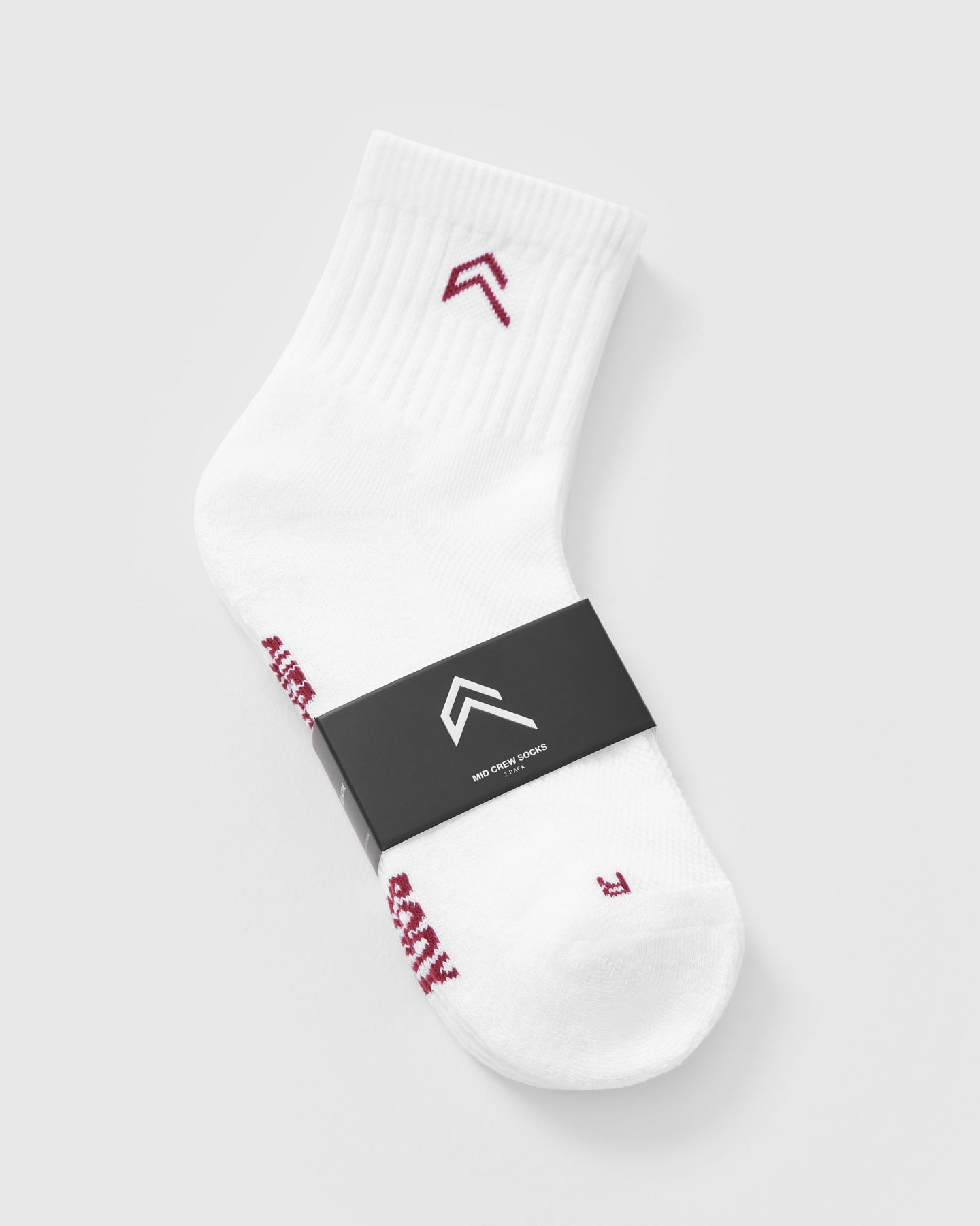 Mid Crew Socks 2 Pack | White/Burnt Cherry - Image 5