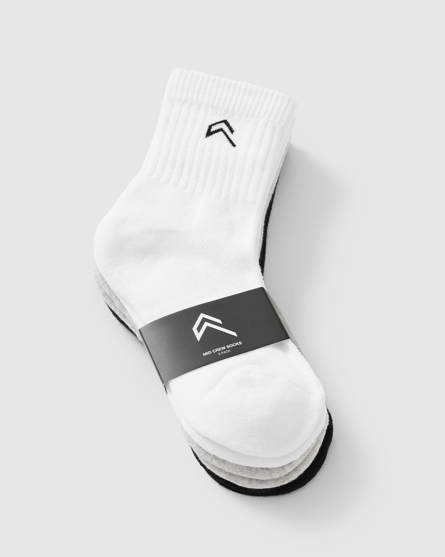 Mid Crew Socks 3 Pack | Grey/White/Black - Image 5