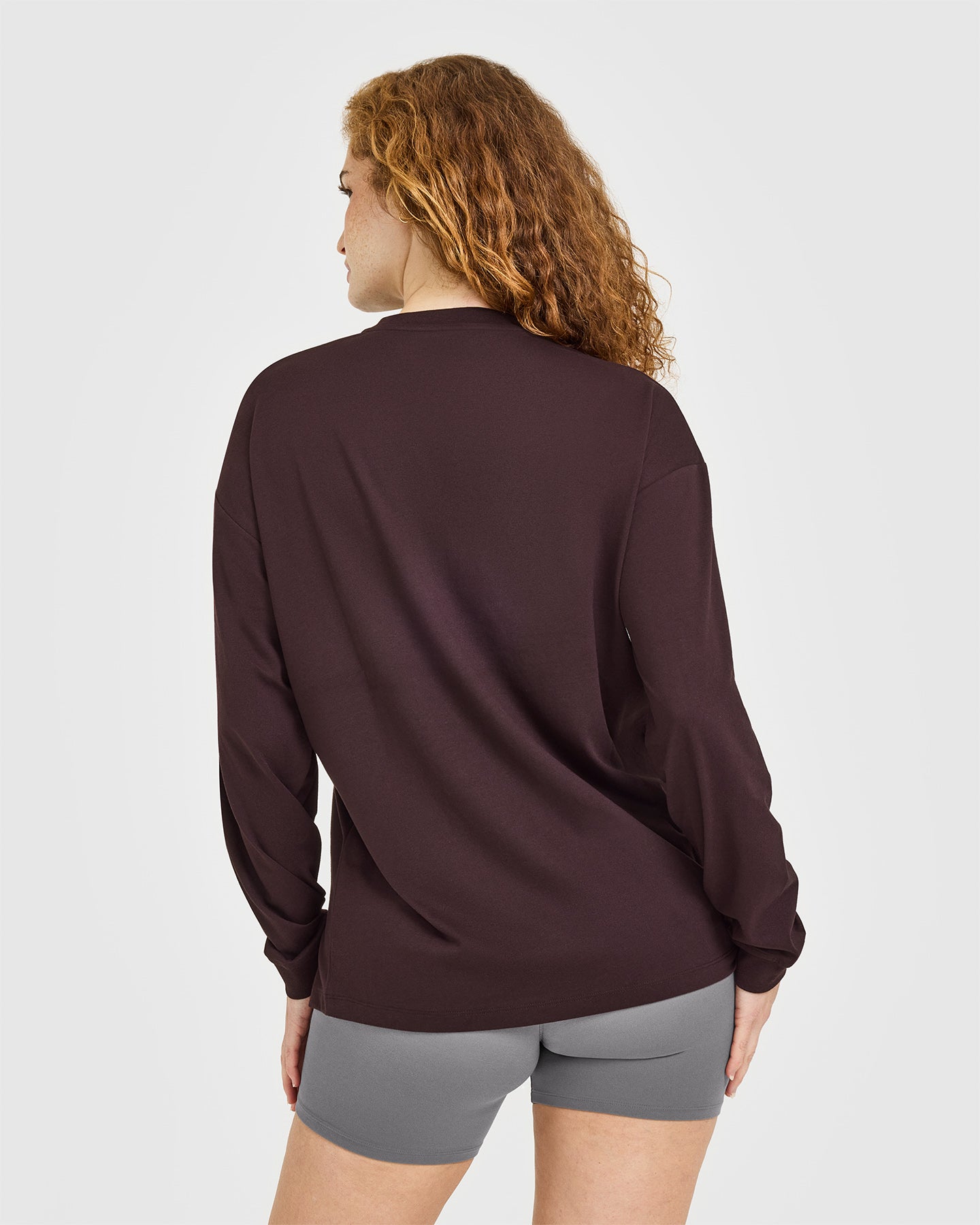 Classic Oversized Lightweight Long Sleeve Top | Plum Brown - Image 4