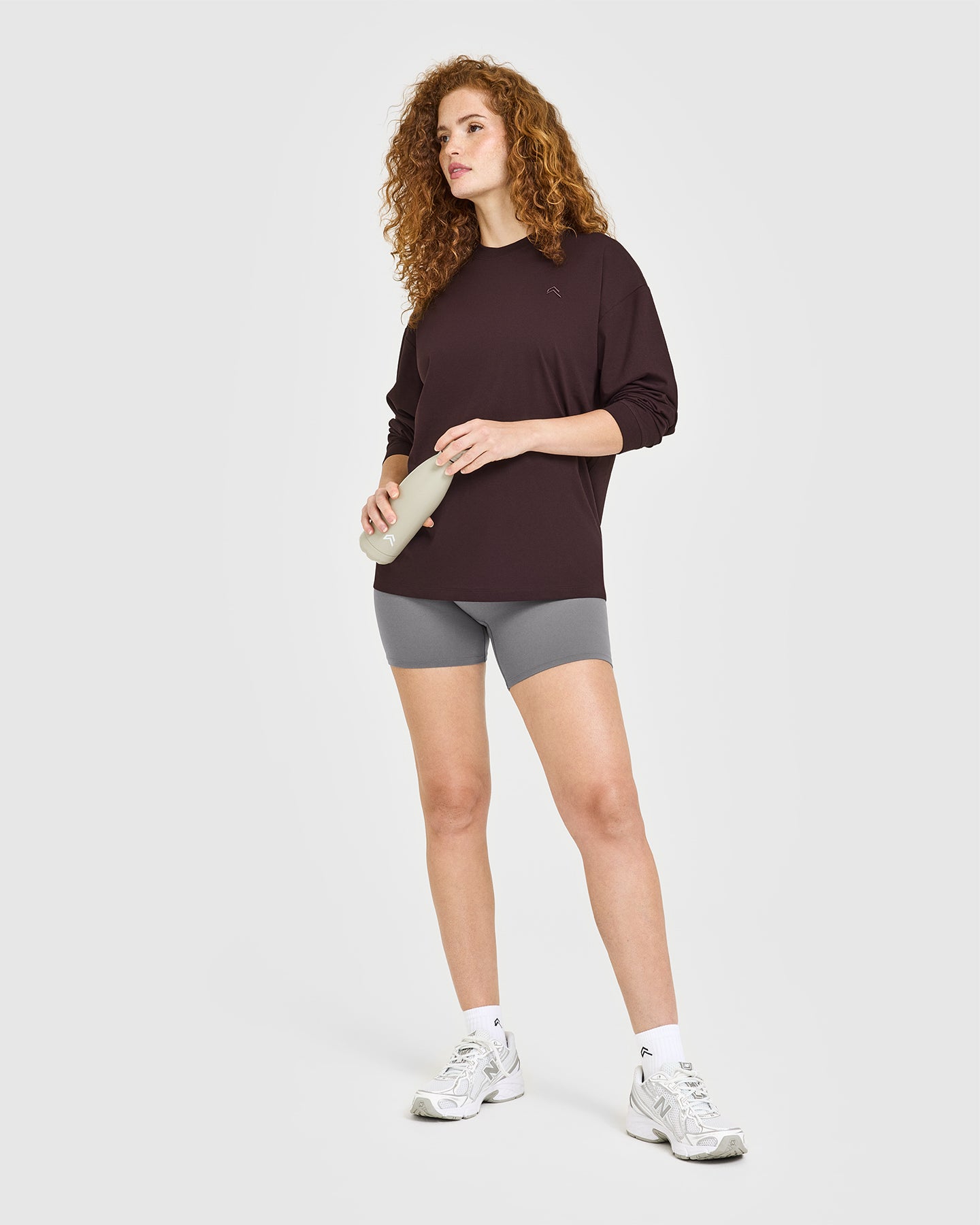 Classic Oversized Lightweight Long Sleeve Top | Plum Brown - Image 3