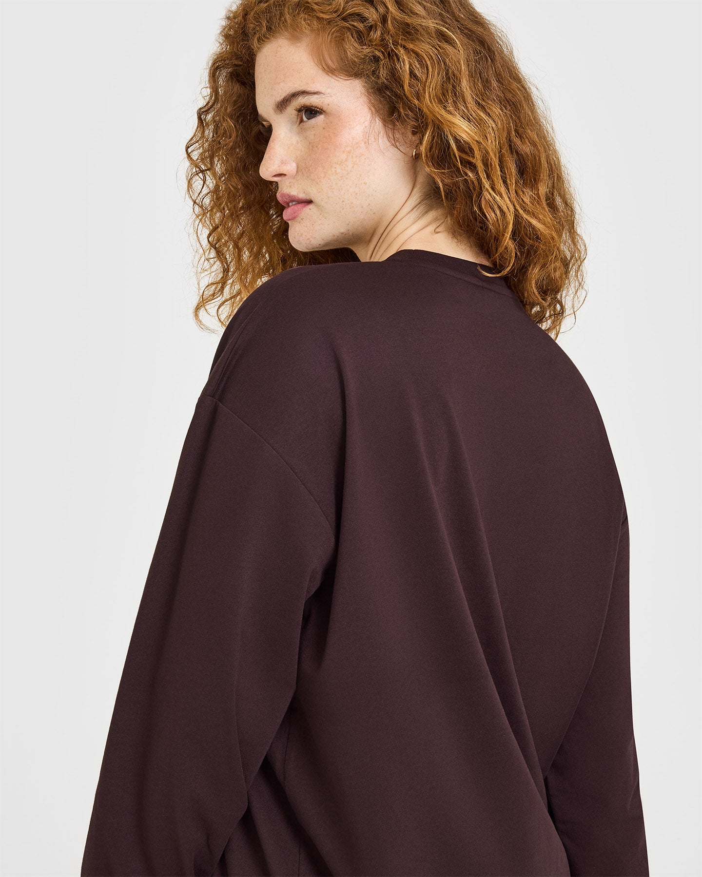 Classic Oversized Lightweight Long Sleeve Top | Plum Brown - Image 6