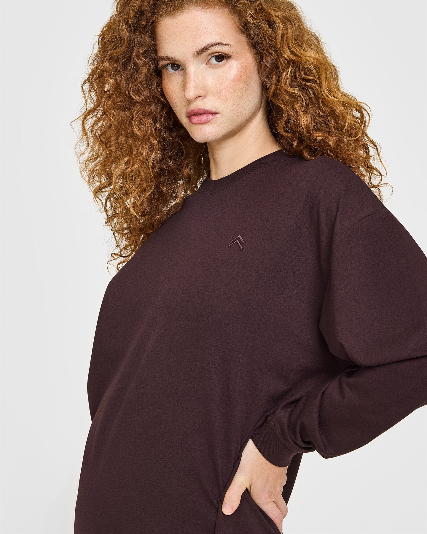 Classic Oversized Lightweight Long Sleeve Top | Plum Brown - Image 5