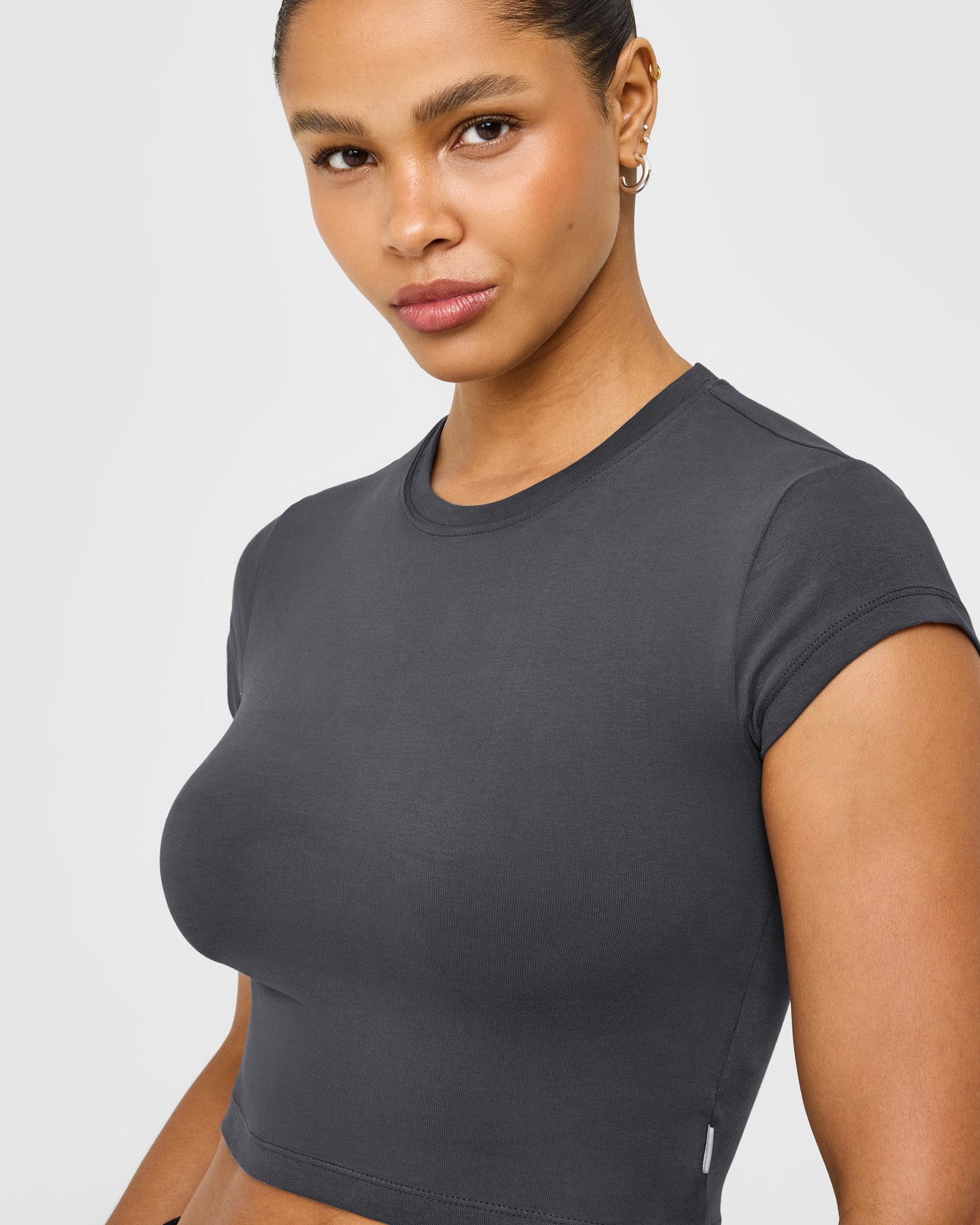 Alternative view of Cotton Baby T-Shirt with Grey Logo | Coal