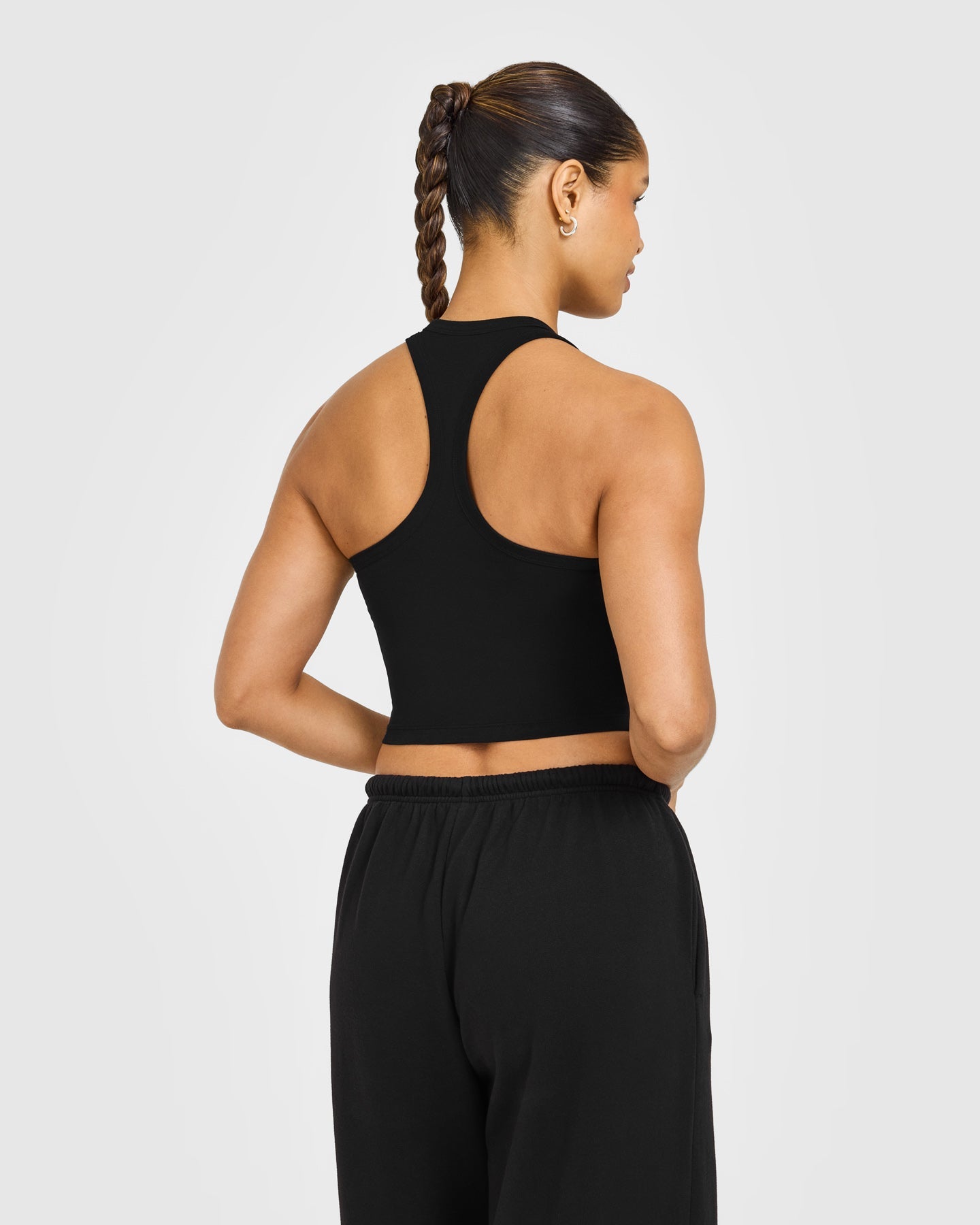 Cotton Fitted Mid Vest with Grey Logo | Black - Image 6