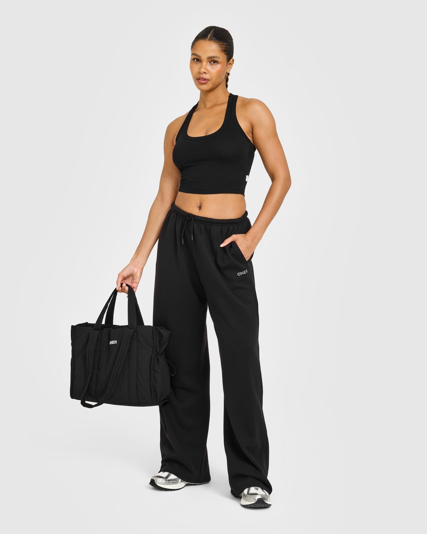 Cotton Fitted Mid Vest with Grey Logo | Black - Image 3