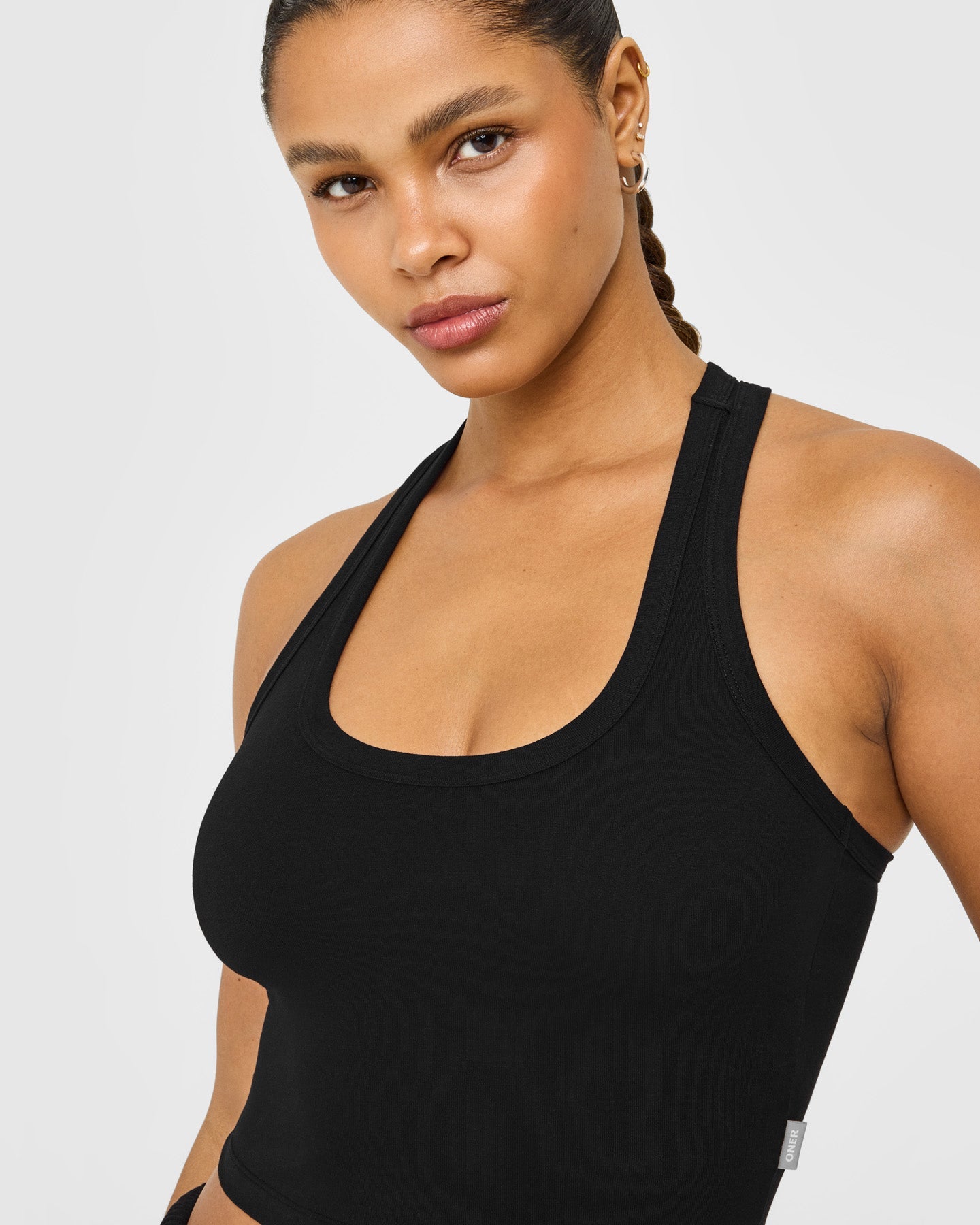 Alternative view of Cotton Fitted Mid Vest with Grey Logo | Black