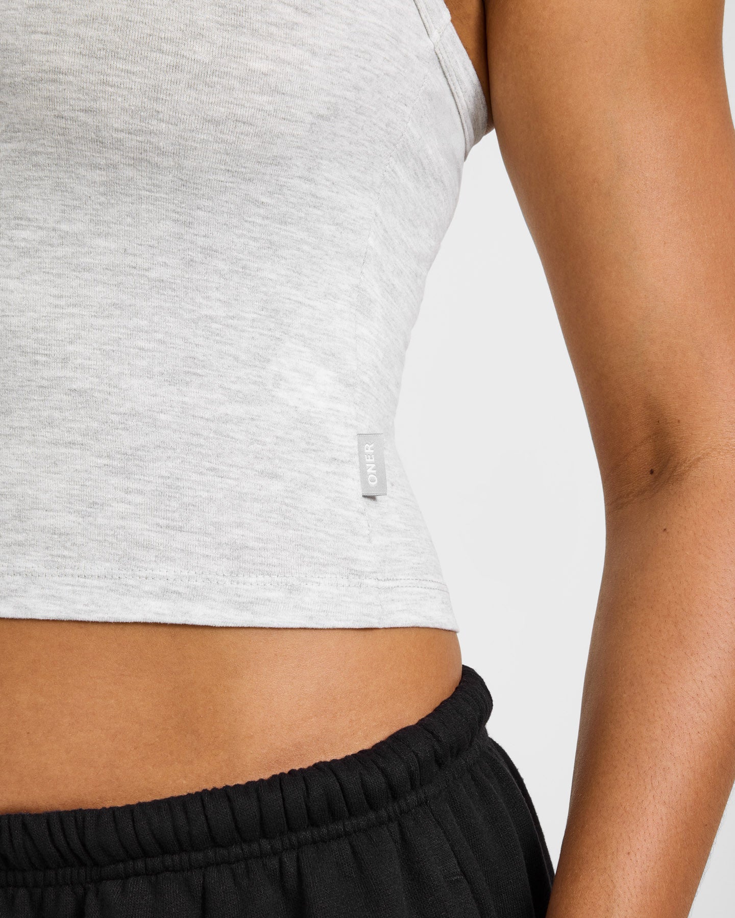 Cotton Fitted Mid Vest with Grey Logo | Light Grey Marl - Image 5