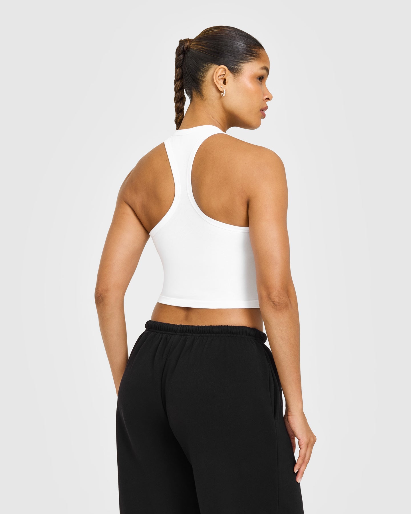 Cotton Fitted Mid Vest with Grey Logo | White - Image 6