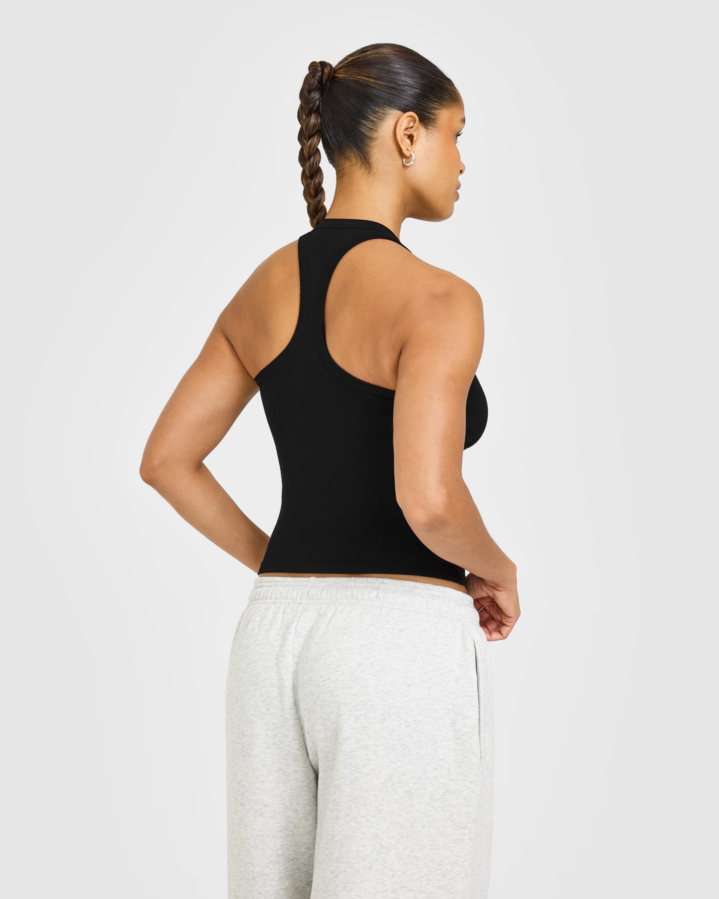 Cotton Fitted Vest with Grey Logo | Black - Image 6