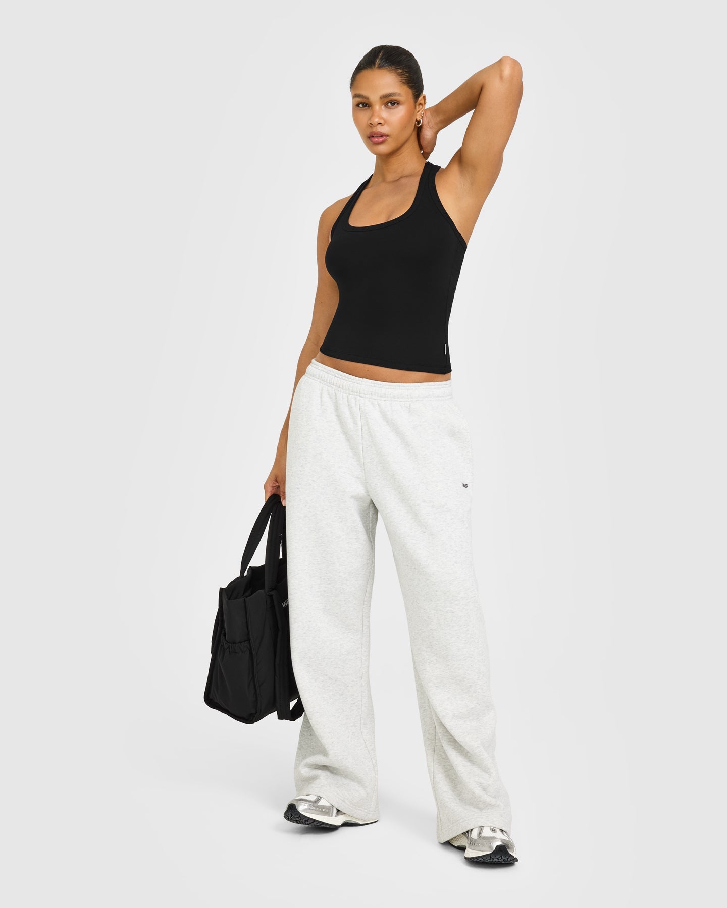 Alternative view of Cotton Fitted Vest with Grey Logo | Black