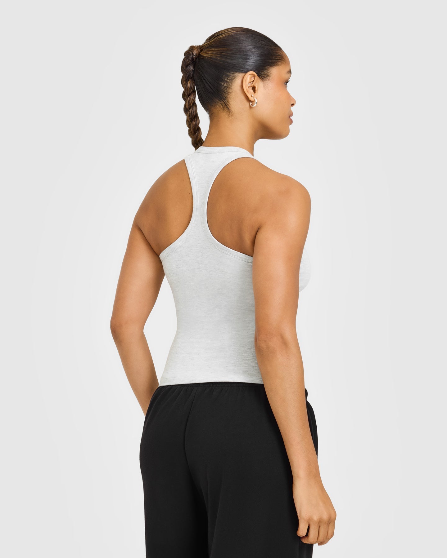 Cotton Fitted Vest with Grey Logo | Light Grey Marl - Image 4