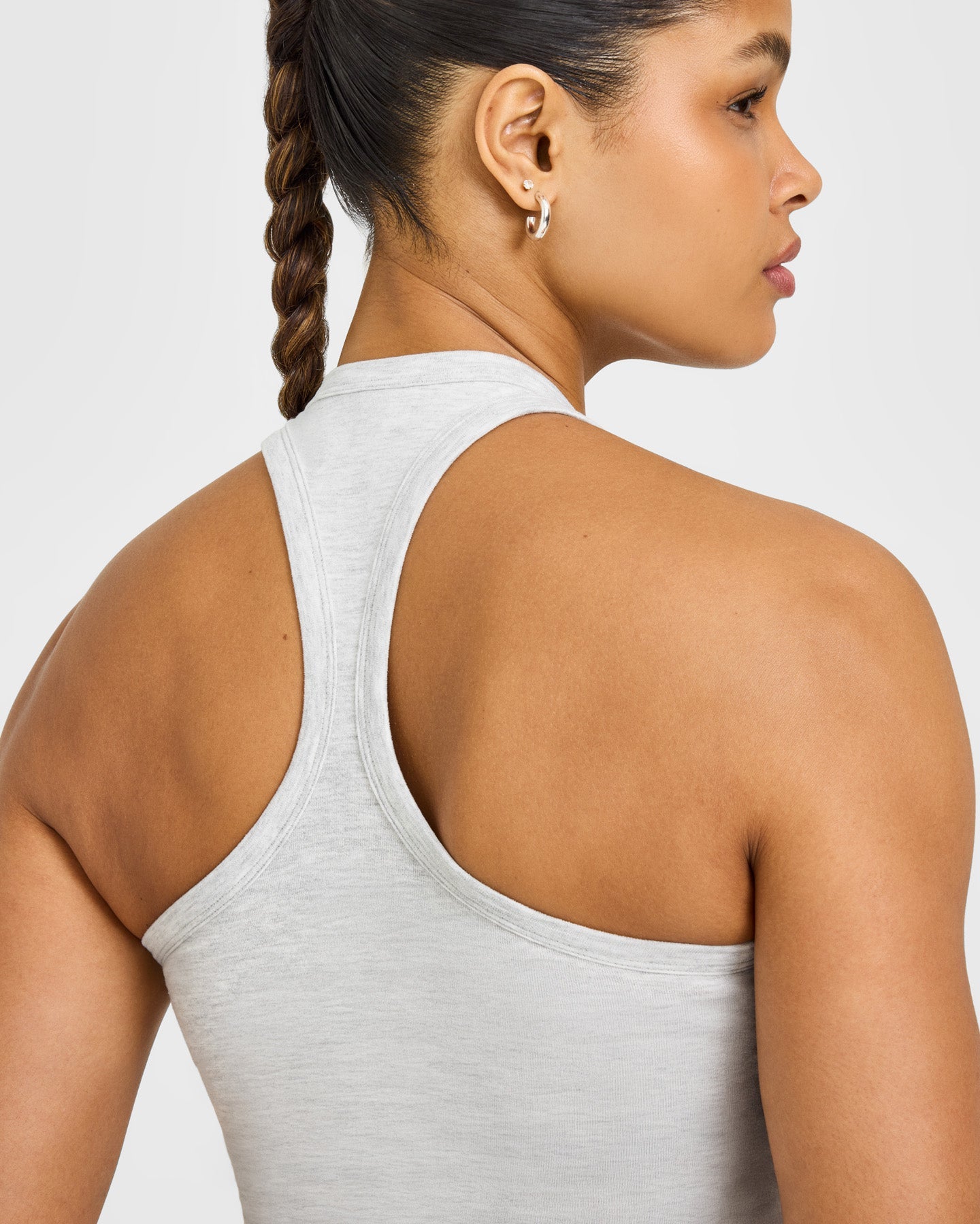 Cotton Fitted Vest with Grey Logo | Light Grey Marl - Image 6