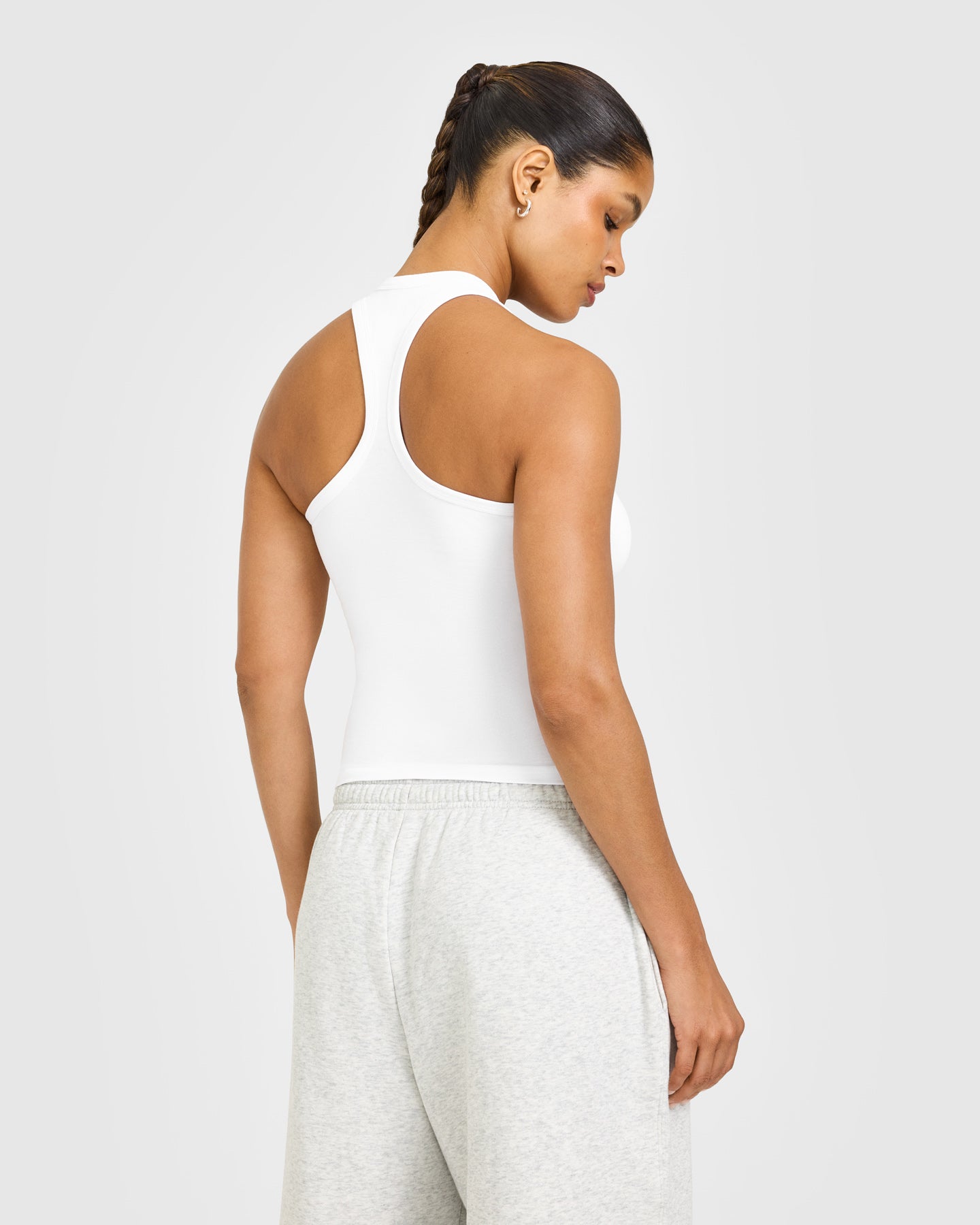 Cotton Fitted Vest with Grey Logo | White - Image 5