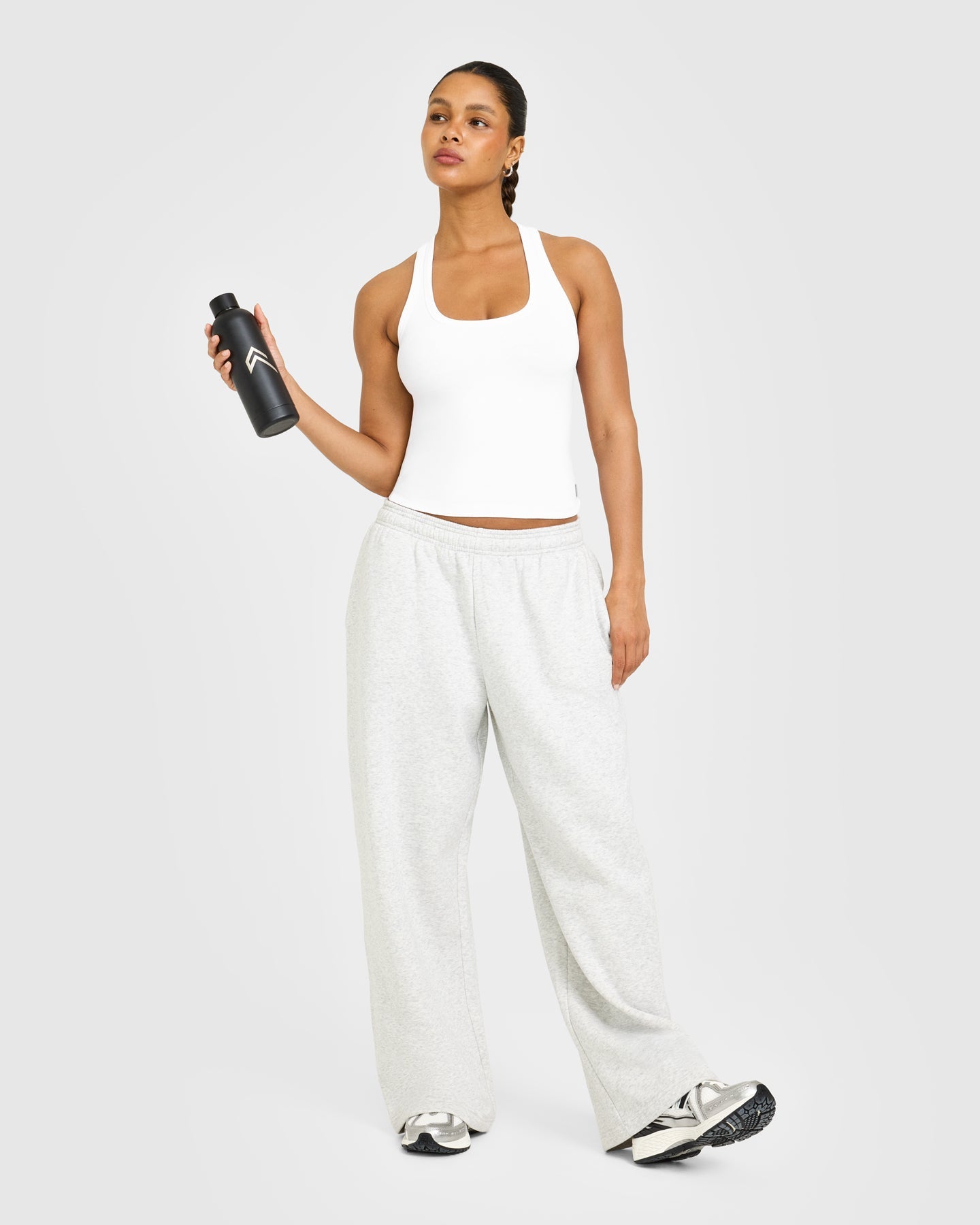 Alternative view of Cotton Fitted Vest with Grey Logo | White