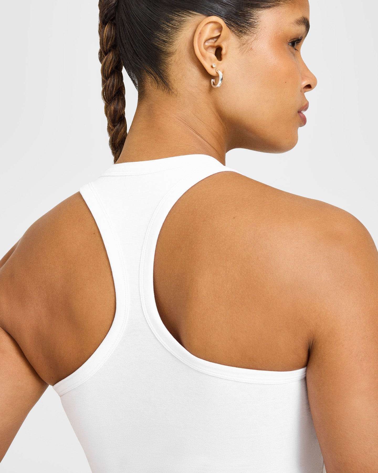 Cotton Fitted Vest with Grey Logo | White - Image 6