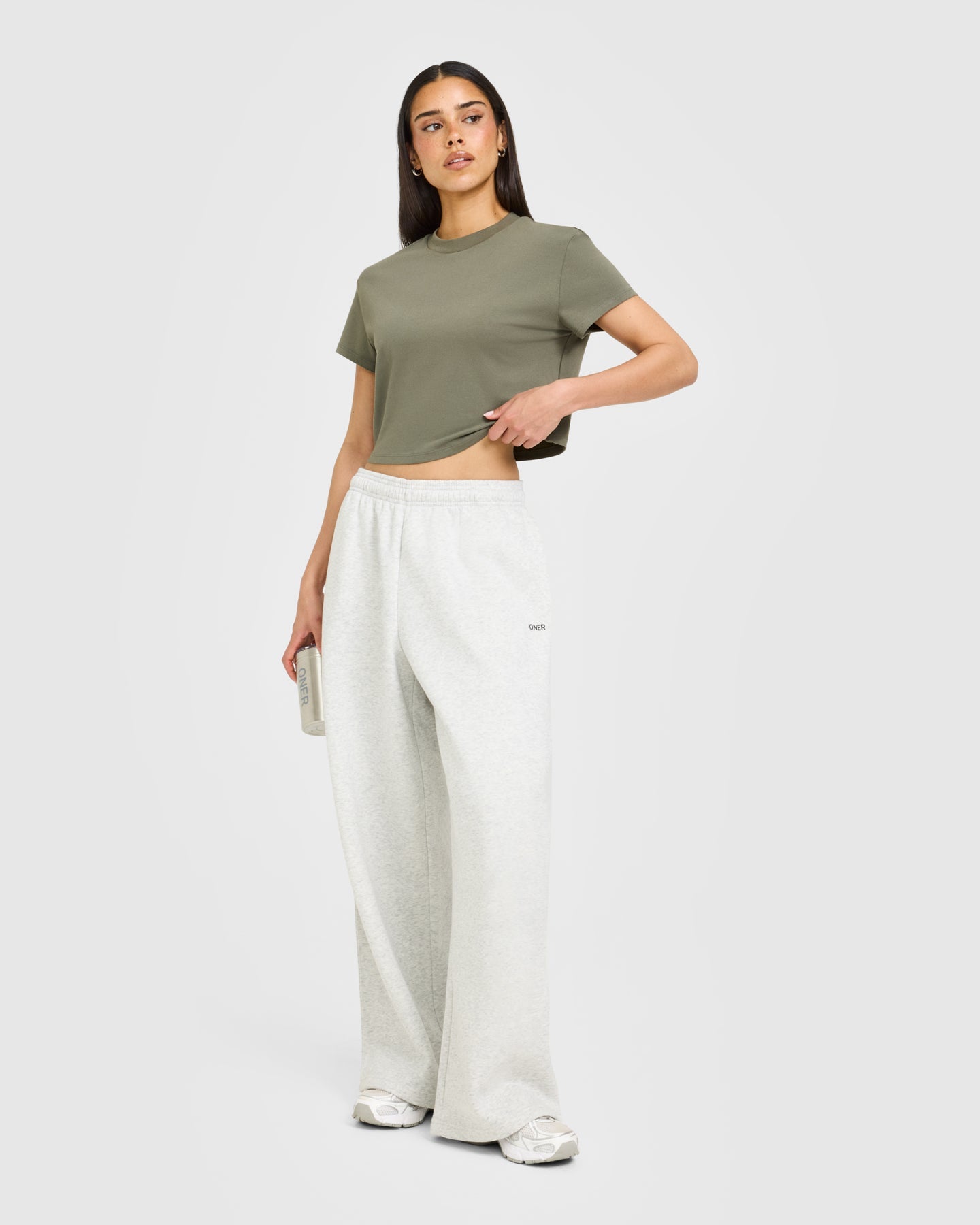 Cotton Relaxed T-Shirt with Grey Logo | Alpine Green - Image 3