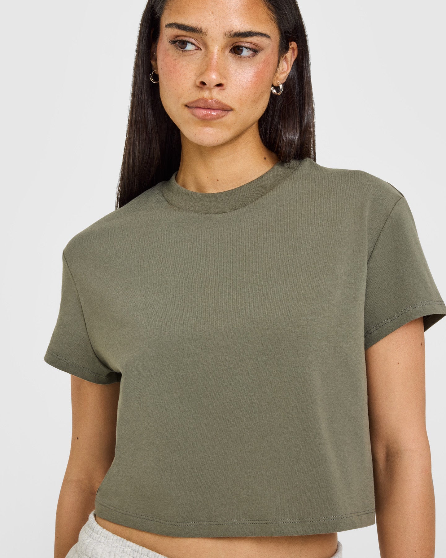 Alternative view of Cotton Relaxed T-Shirt with Grey Logo | Alpine Green