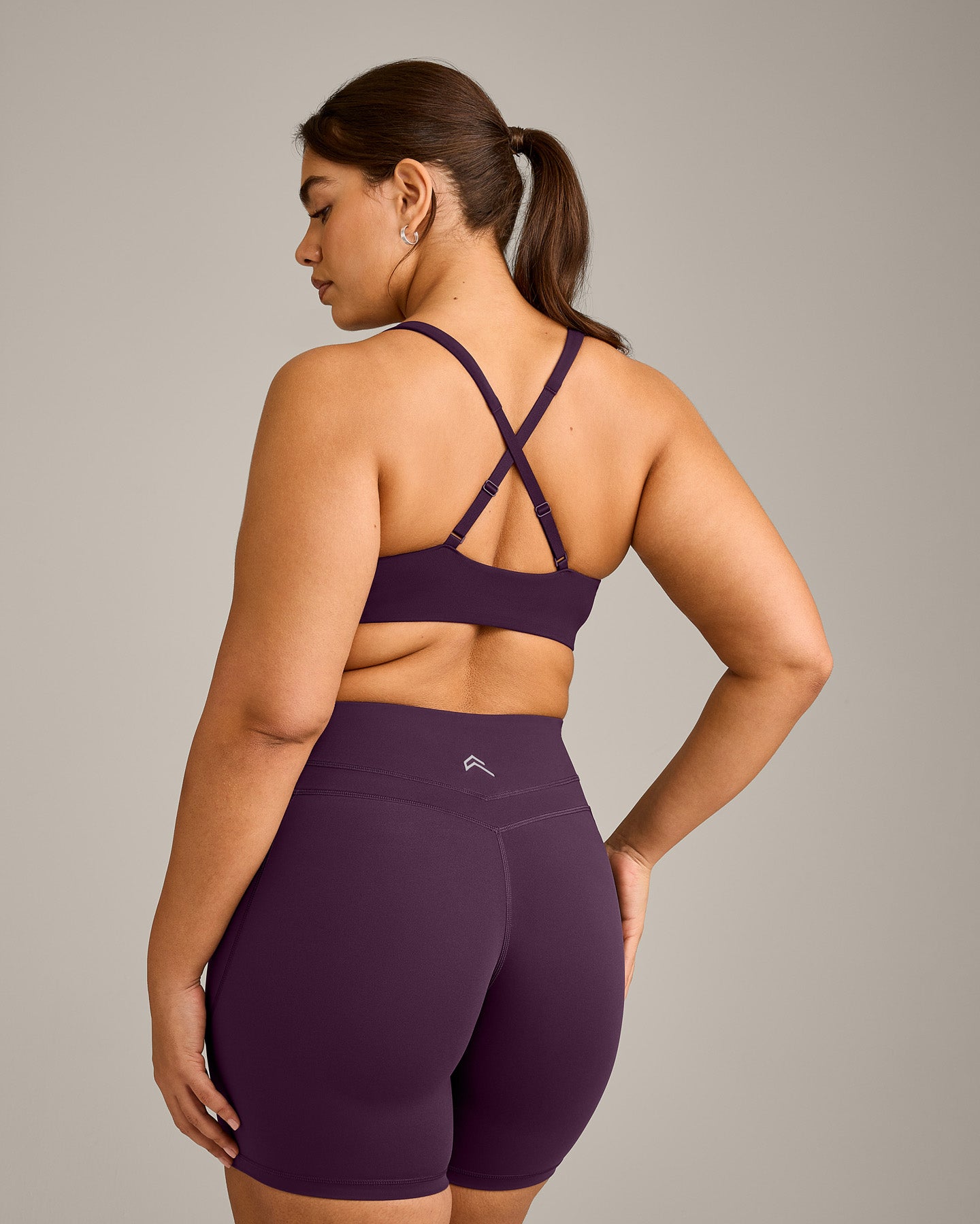 EasyLift Cross Back Sports Bra with Grey Logo | Blackberry Purple - Image 5