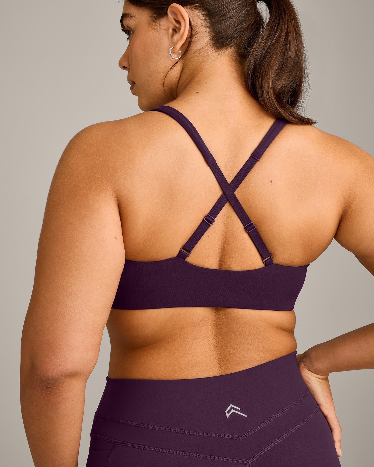 EasyLift Cross Back Sports Bra with Grey Logo | Blackberry Purple - Image 6