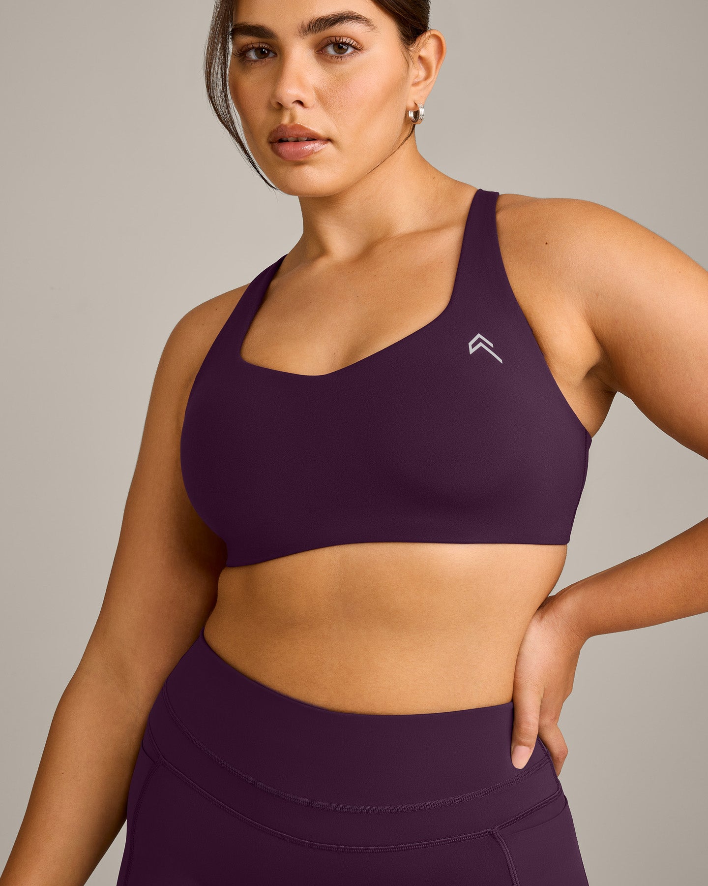EasyLift Cross Back Sports Bra with Grey Logo | Blackberry Purple - Image 4