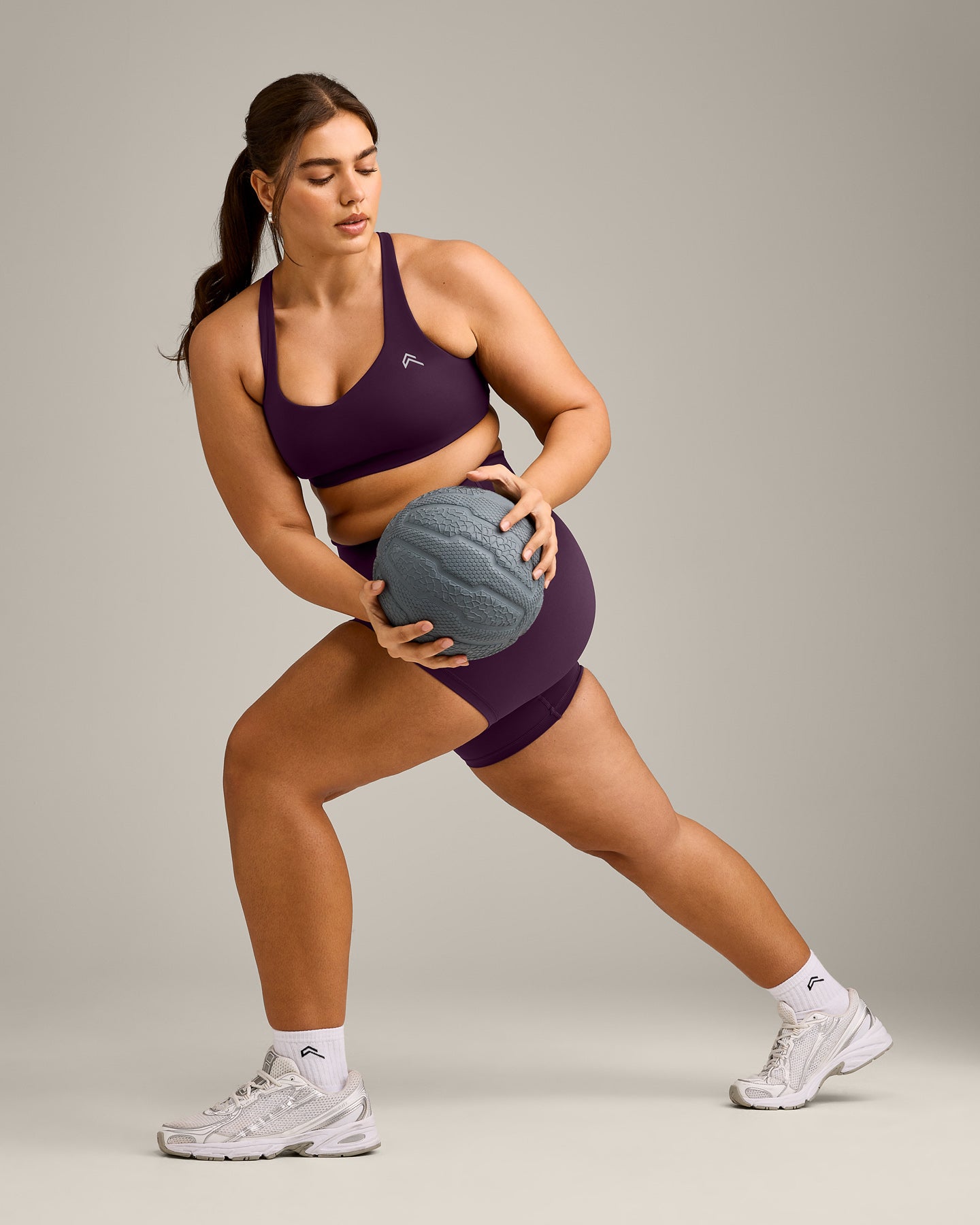 EasyLift Cross Back Sports Bra with Grey Logo | Blackberry Purple - Image 3