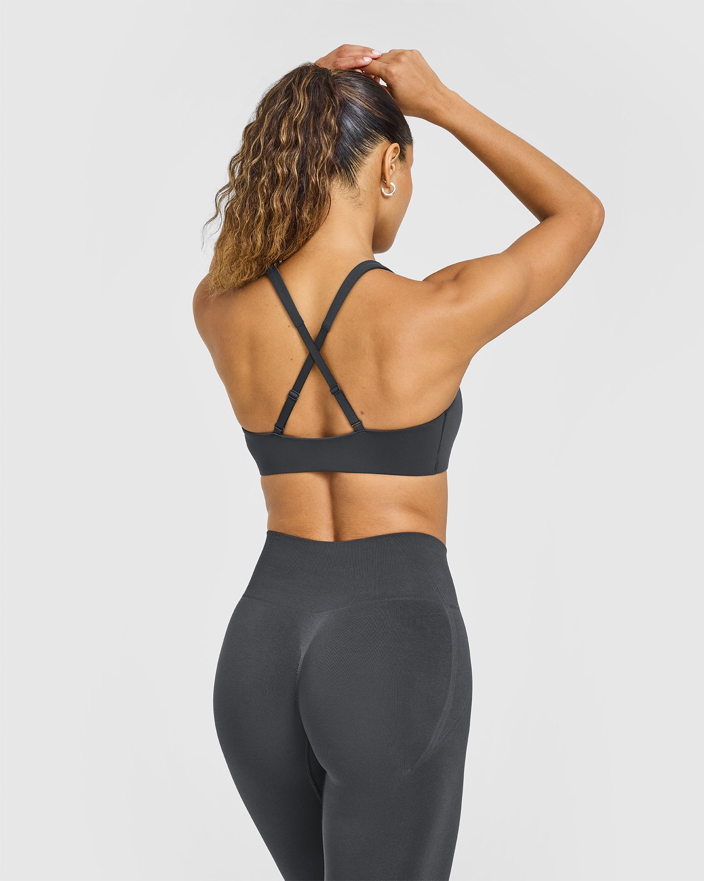 EasyLift Cross Back Sports Bra with White Logo | Coal - Image 5