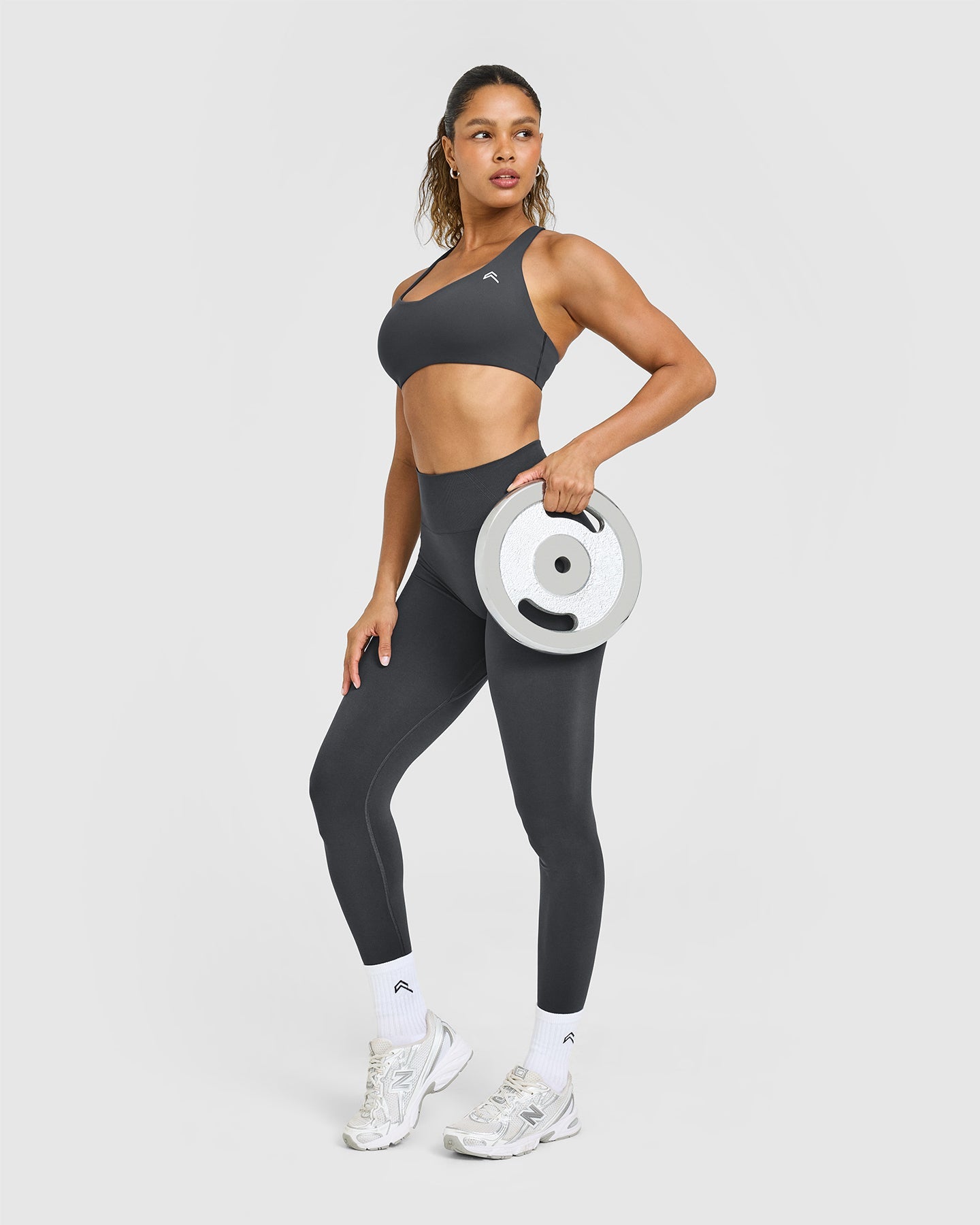 EasyLift Cross Back Sports Bra with White Logo | Coal - Image 3