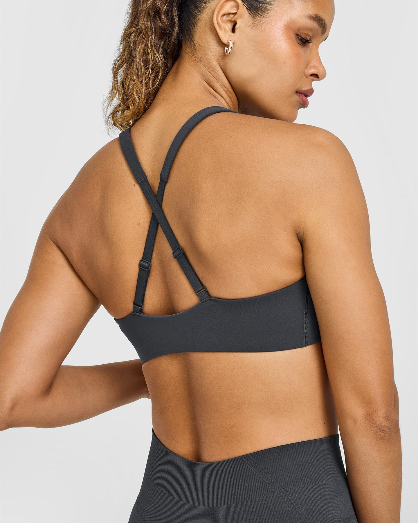 EasyLift Cross Back Sports Bra with White Logo | Coal - Image 6
