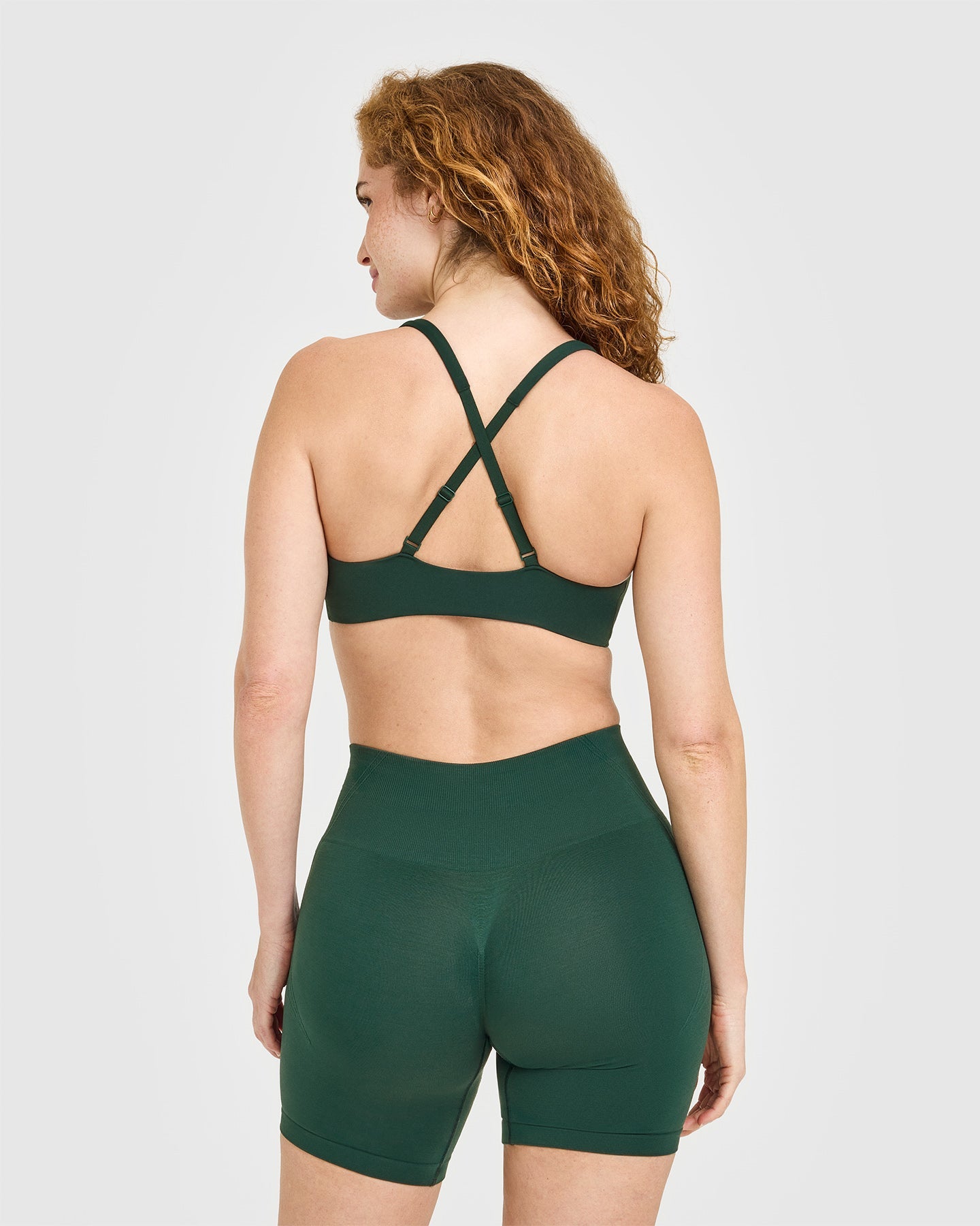 Alternative view of EasyLift Cross Back Sports Bra with White Logo | Racing Green