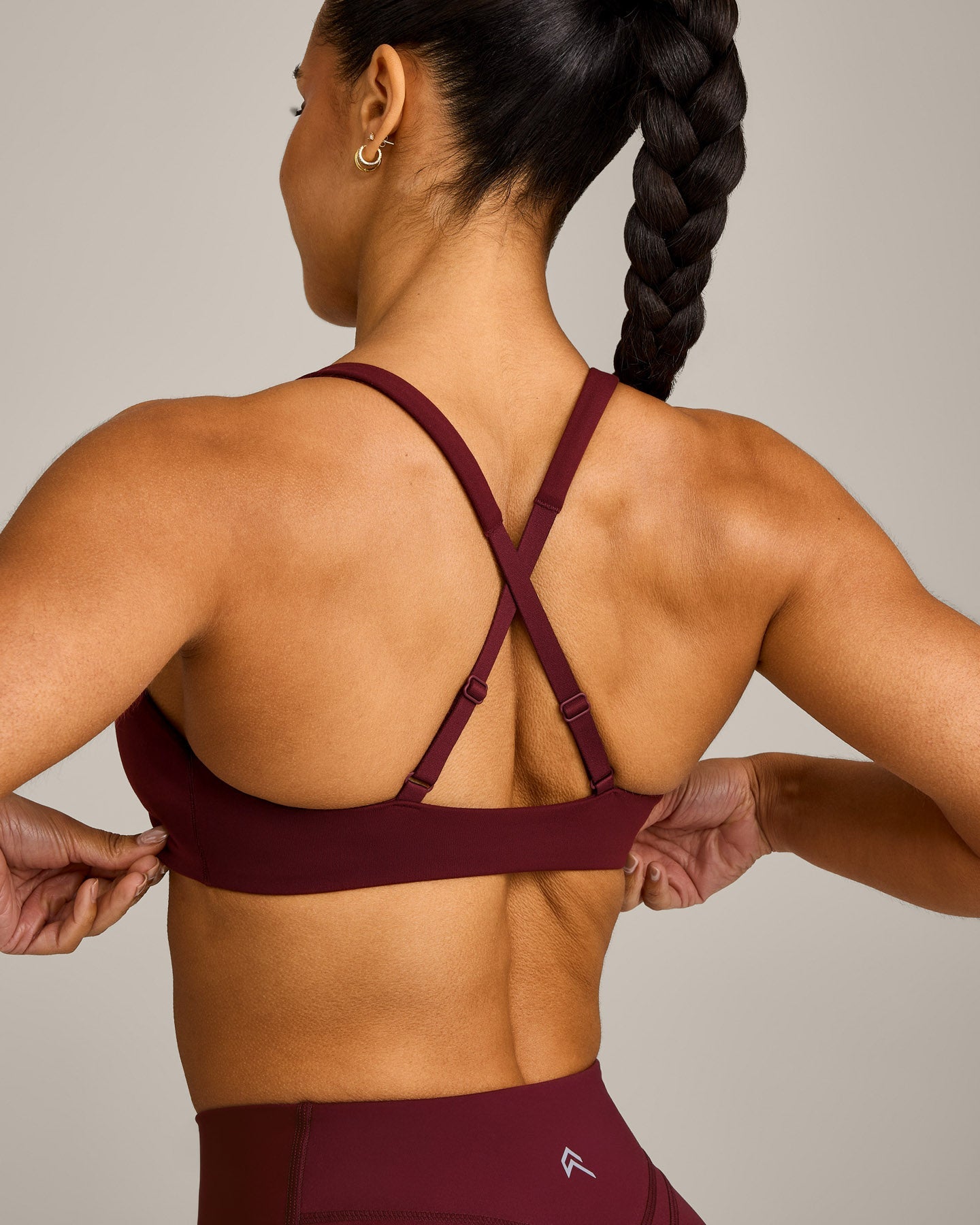 EasyLift Cross Back Sports Bra with Grey Logo | Rosewood - Image 5